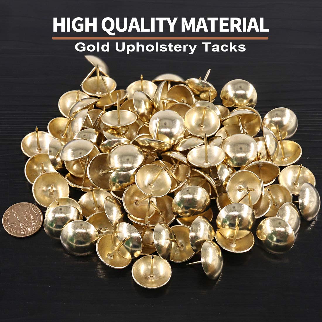 Keadic 100Pcs 1 Inch (25mm) Antique Gold Upholstery Tacks Furniture Nails Pins Assortment Kit - for Upholstered Furniture, Cork Board, DIY Projects, Home Decor & Crafting