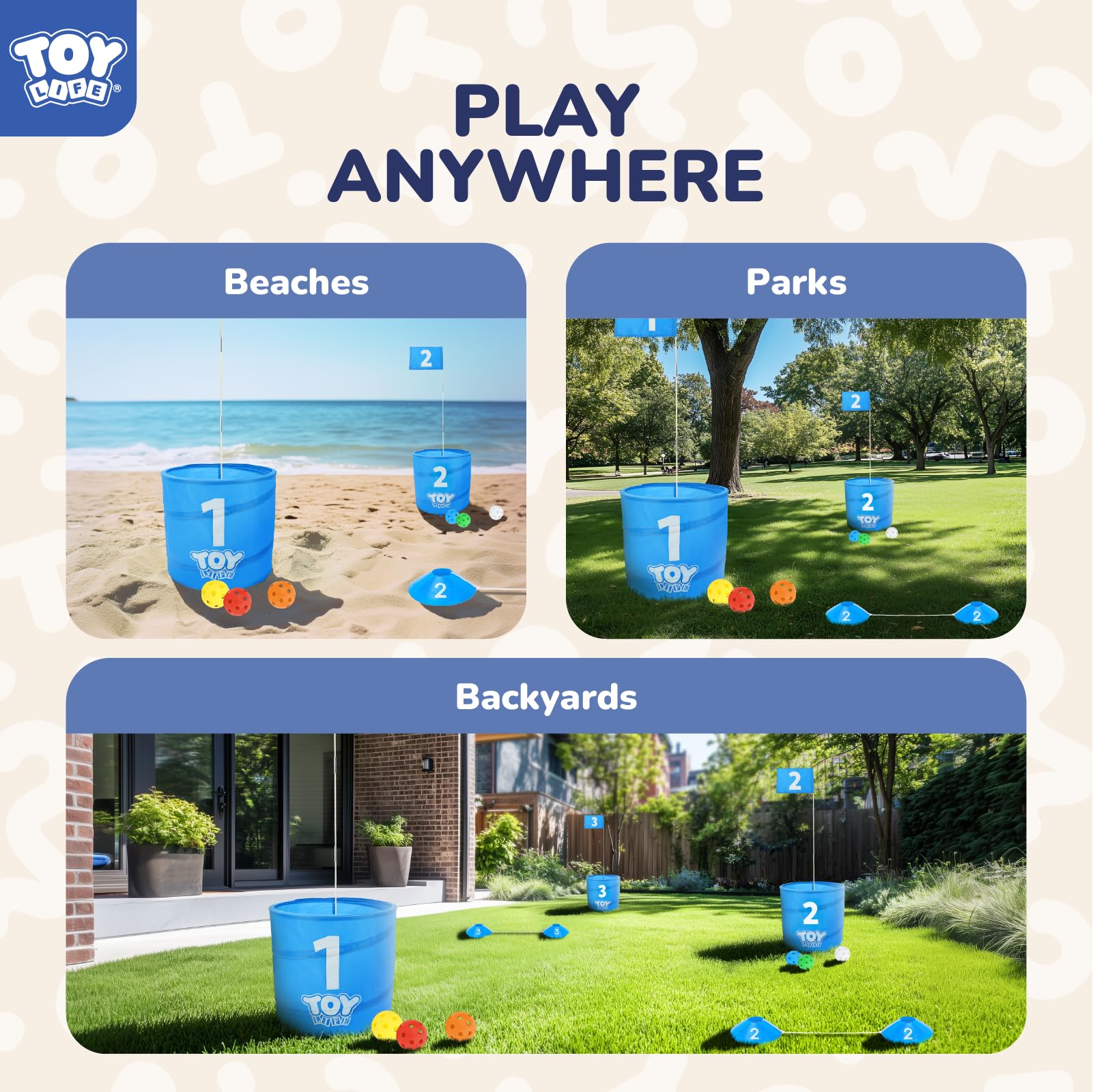 TOY Life Golf Bucket Game - Indoor/Outdoor Golf Chipping Practice Set for Adults & Kids - Perfect for Backyard, Beach & Family Fun - Great Golf Gift Idea & PAR 3 Training Tool