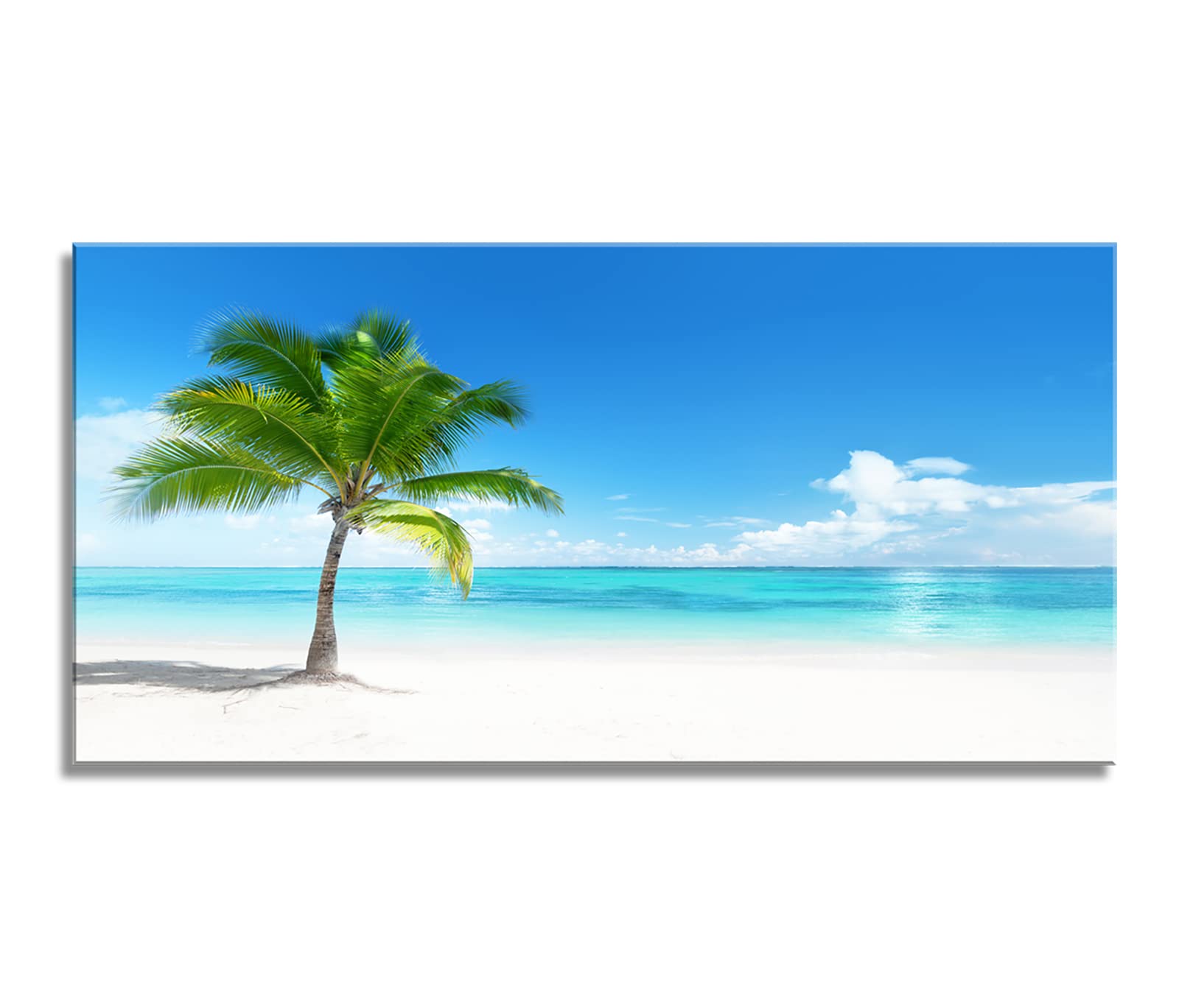 YP0875 Tropical Beach Canvas Wall Art - Palm Tree & Ocean Seascape Painting for Bathroom, Living Room, Bedroom, Kitchen, Office Decor | Coastal Home Decor, Perfect for Beach Houses & Vacation Rentals