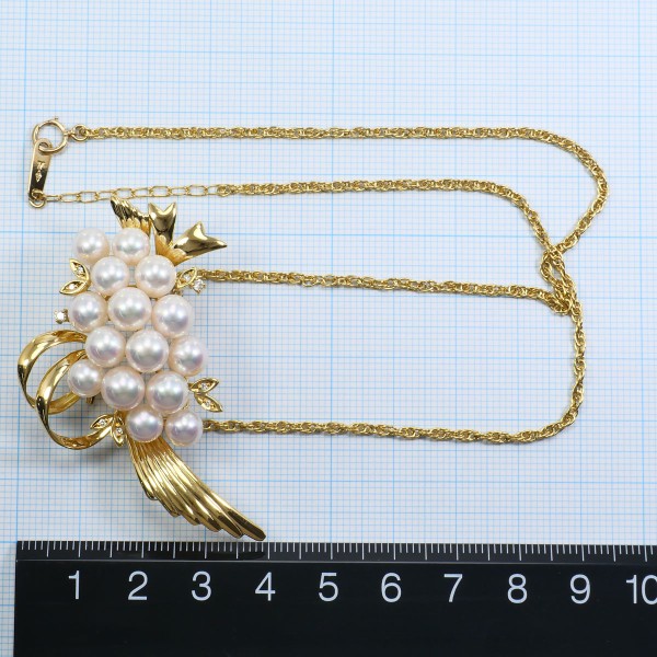18K Yellow Gold Akoya Pearl and Diamond Convertible Necklace & Brooch Jewelry Set - Perfect for Weddings, Anniversaries and Special Occasions