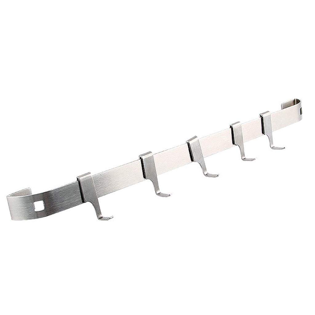 Stainless Steel Wall Mounted Kitchen Rail with 5 Hooks - 46CM Home Storage Organizer for Utensils, Spoons & Cooking Tools - Perfect for Small Kitchen, Pantry, Bathroom Organization & Space Saving