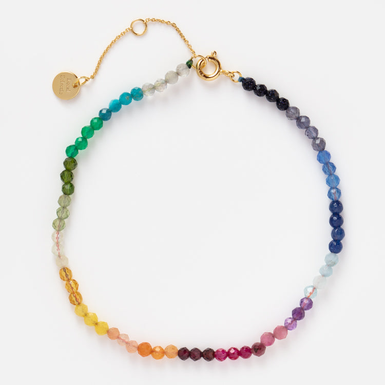 Live by the Sun Rainbow Crystal Beaded Anklet - Bohemian Style Adjustable Ankle Bracelet for Women - Perfect for Beach, Festival & Summer Outfits