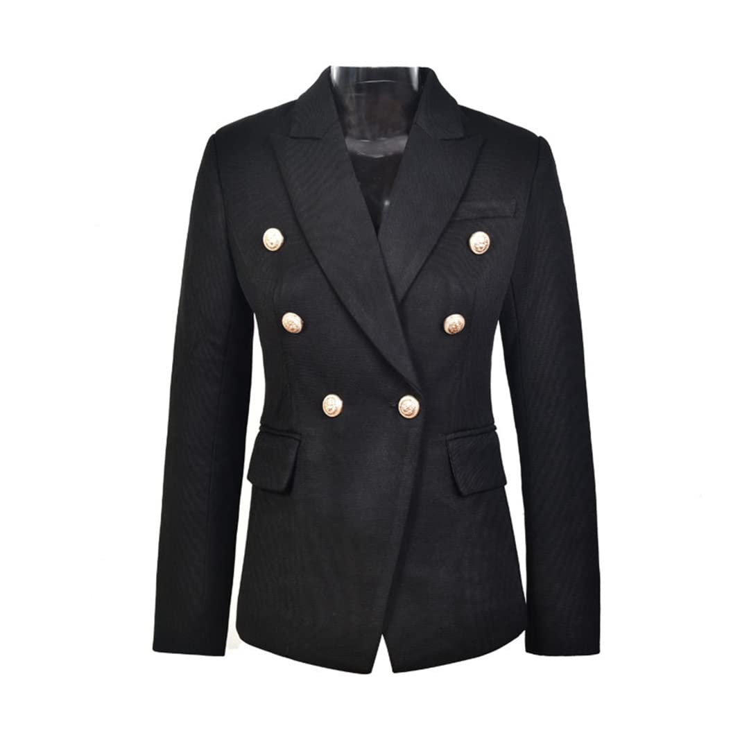 European Slim Fit Fitness Metal Gold Button Jacket for Women - White, Black & Khaki Colors | Business Casual Blazer for Office, Dating & Special Occasions