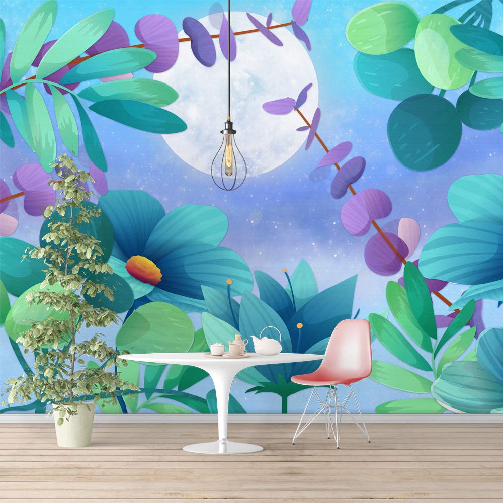 Green Plants & Animals Removable Peel and Stick Wallpaper - 66x96 Inches Wall Mural for Bedroom Decor | Easy DIY Home Wall Stickers for Nursery, Living Room, Dorm