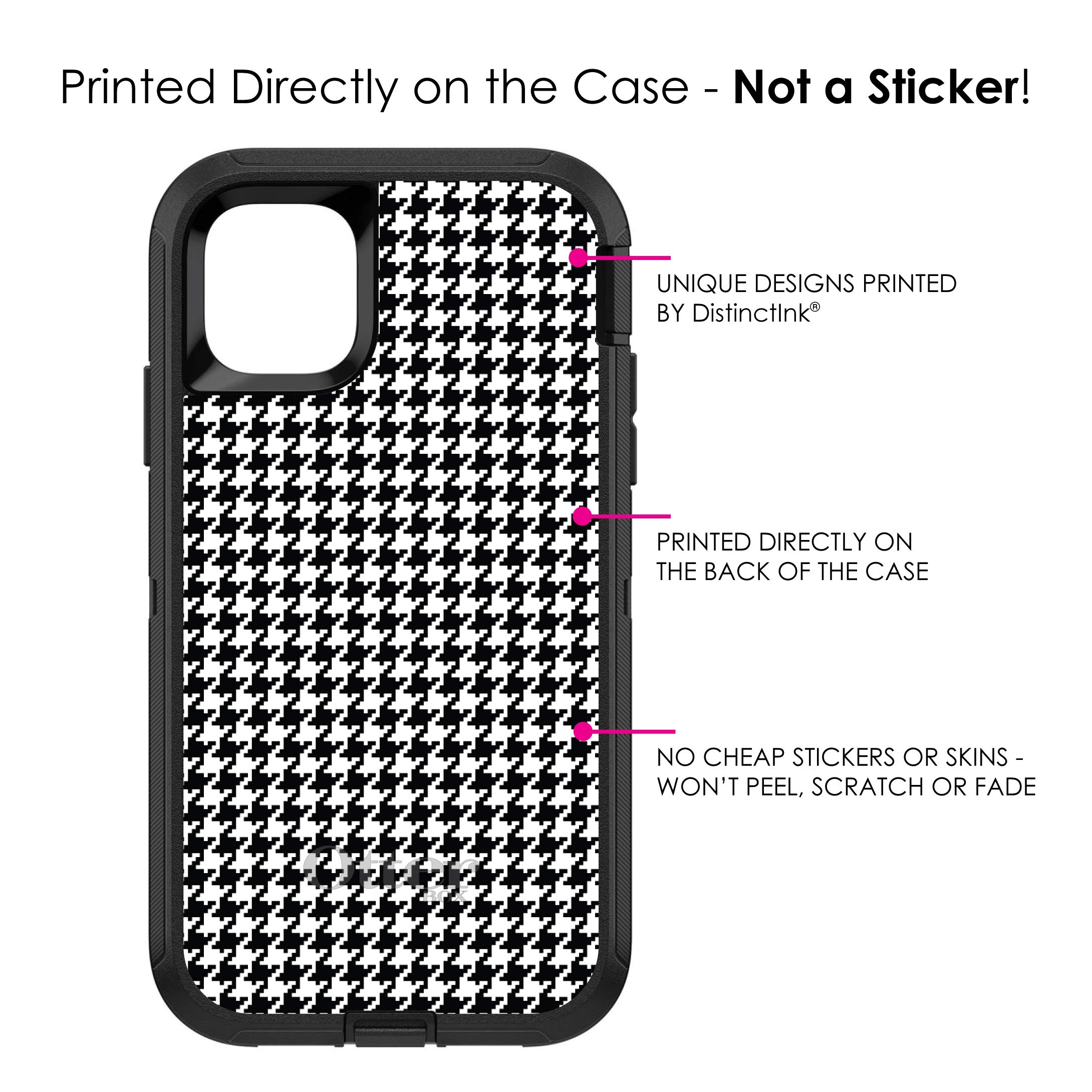 DistinctInk iPhone 11 Pro MAX Case (6.5 Inch) - Durable Protective Cover with Black & White Houndstooth Design - OtterBox Defender Replacement - Perfect for Work, Travel and Everyday Use