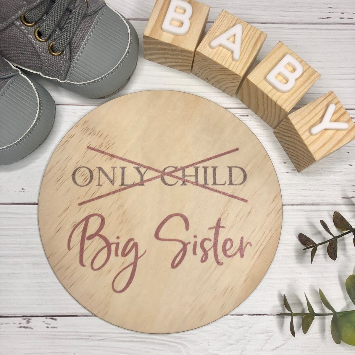 Personalized Only Child Sibling Announcement Wooden Plaque - Custom Family Keepsake for Pregnancy Reveal & New Baby Gift