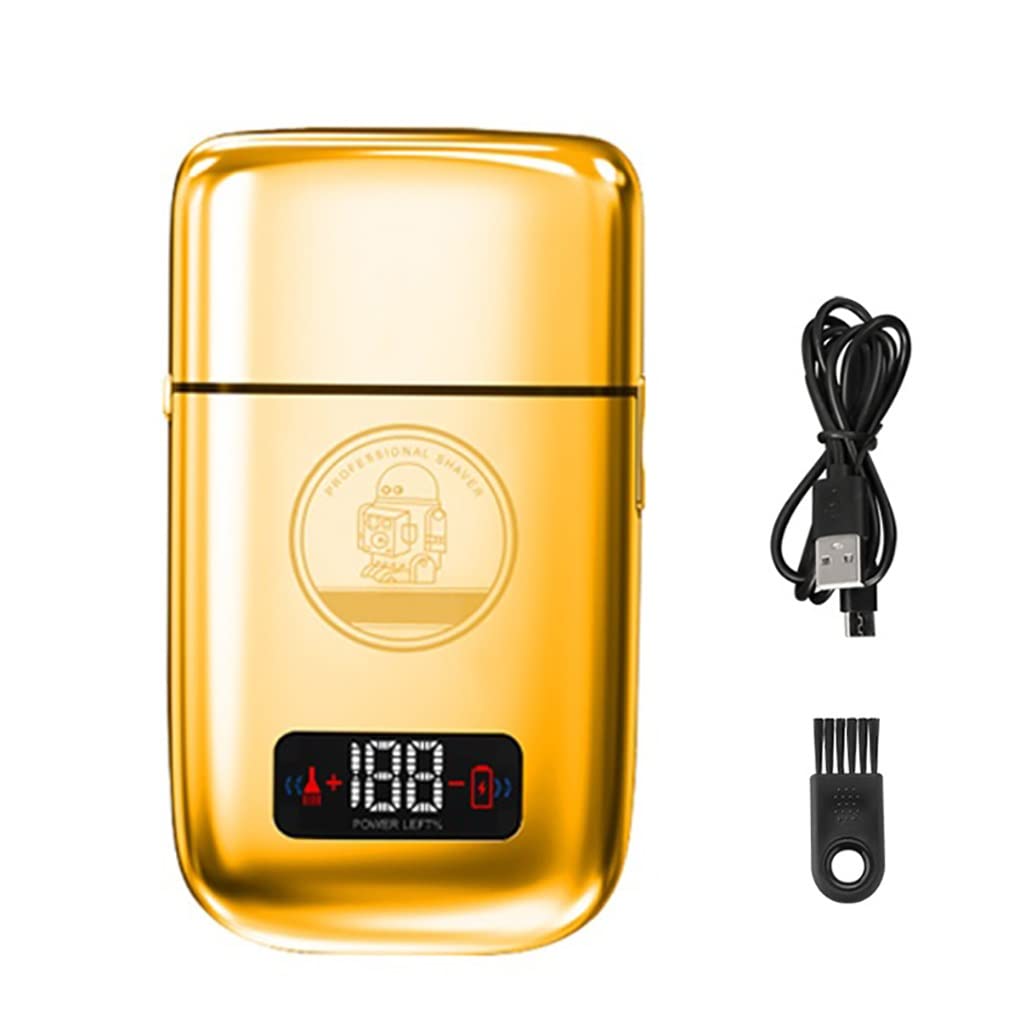 Premium 5-Speed Rechargeable Electric Razor for Men - Gold Metal Beard Trimmer & Bald Shaving Machine with Fade Finishing Tool | Perfect for Home, Travel & Professional Grooming