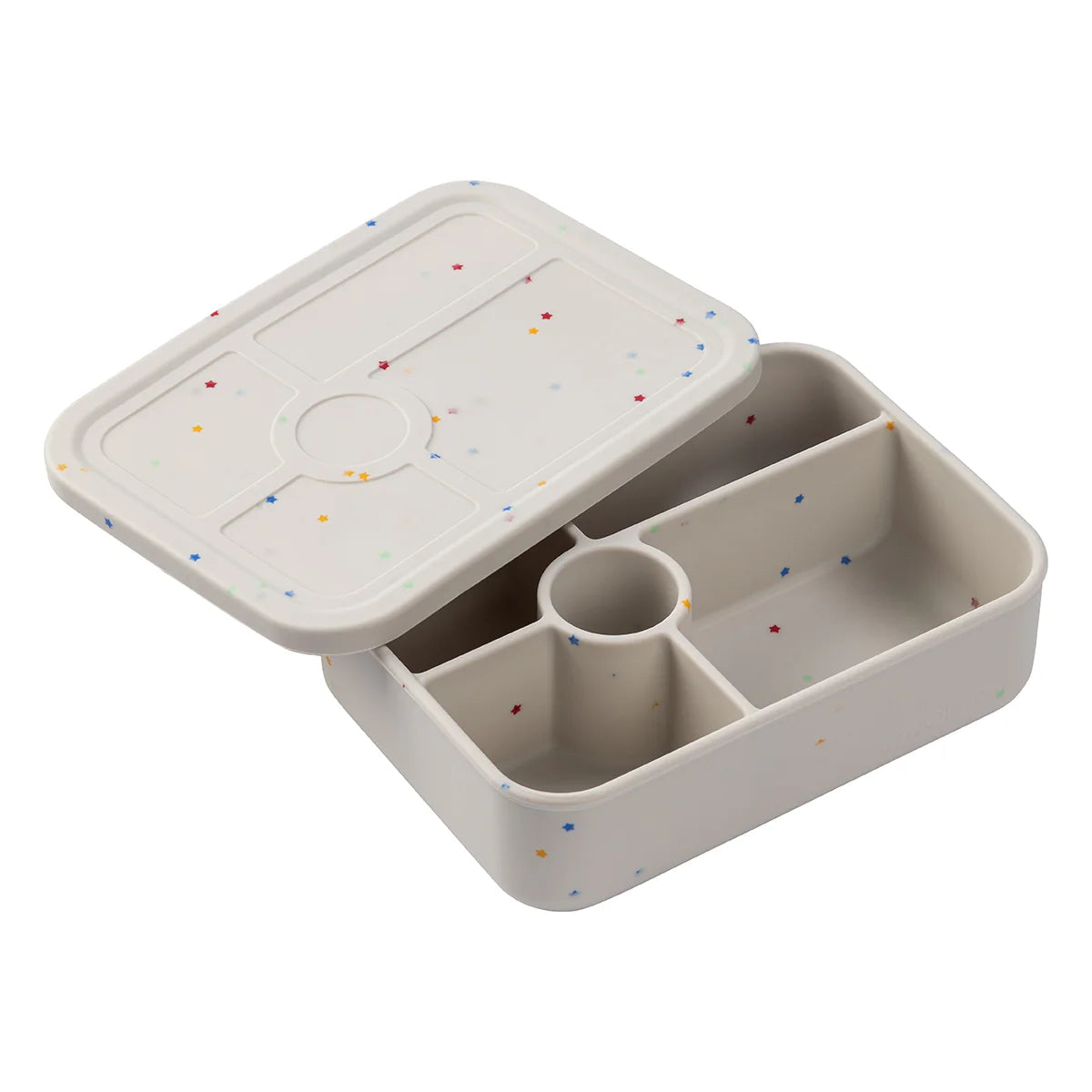 Apollo 5-Piece Rectangle Silicone Bento Box Set with Confetti Stars Design - Perfect for School Lunches, Meal Prep, and Office Snacks