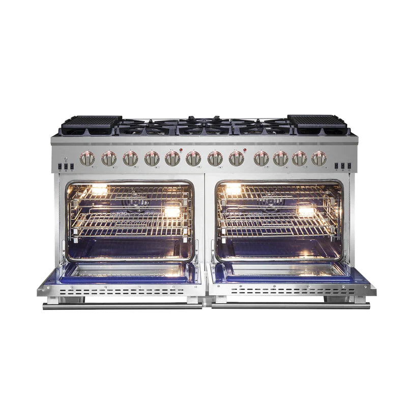 60 Inch Capriasca Gas Range with 10 Burners & 200,000 BTUs - Professional Stainless Steel Commercial Stove for Restaurants, Catering & Home Kitchens - Model FFSGS6260