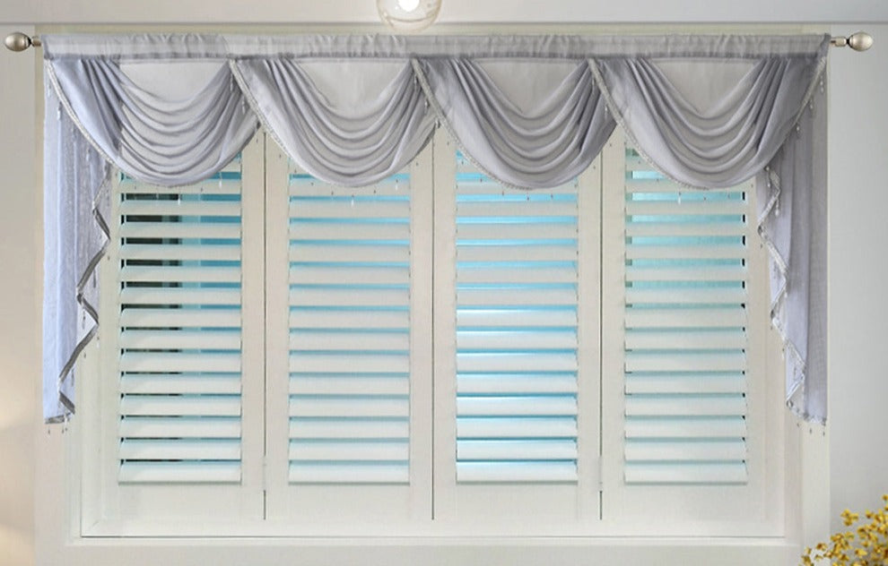 Annapolis Elegant Sheer Valance Window Curtain - Light Gray for Living Room & Bedroom Decor