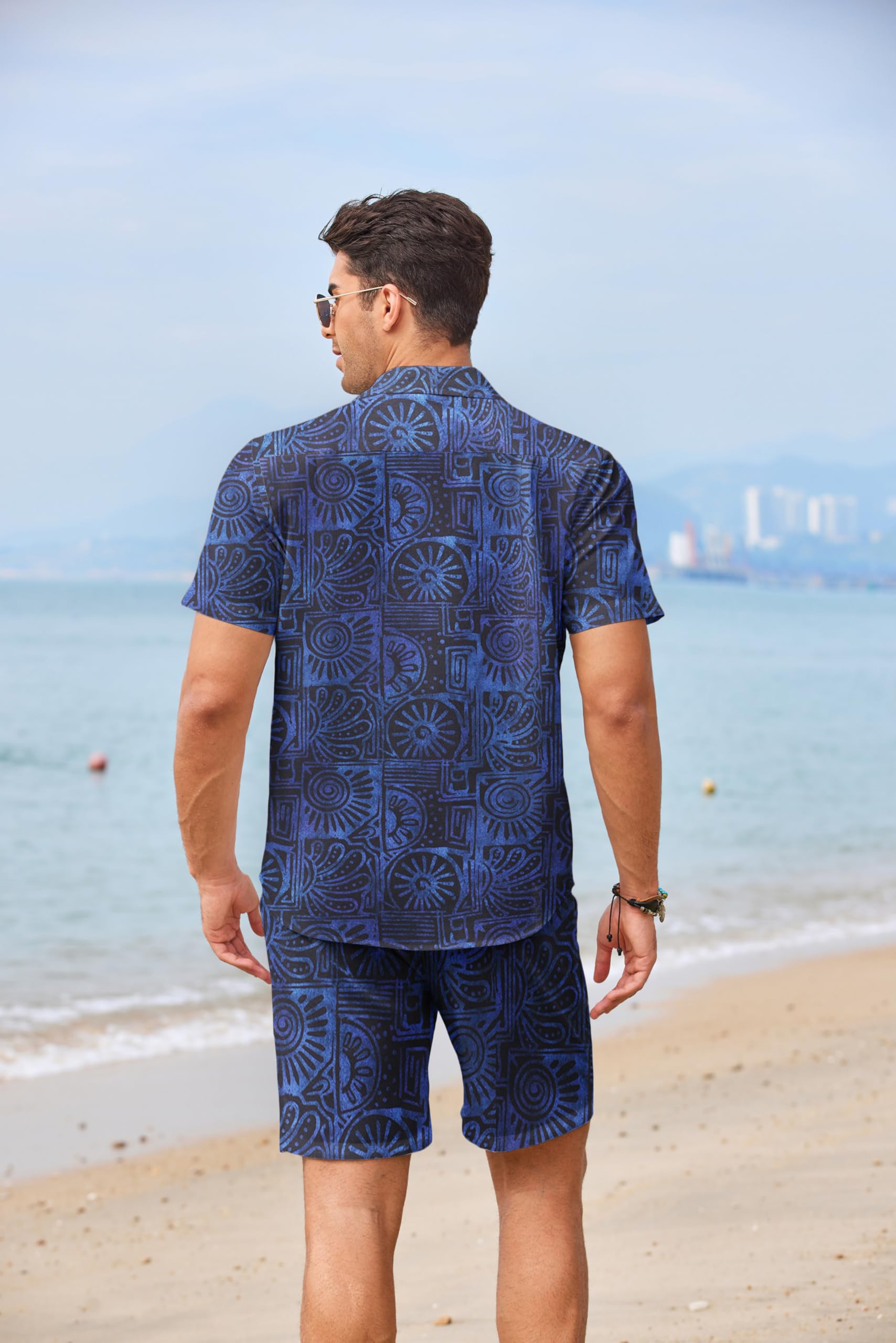 COOFANDY Men's Hawaiian 2-Piece Outfit Floral Matching Summer Beach Shirt & Shorts Set | Tropical Vacation Wear for Pool Party, Beach Getaway & Casual Outings