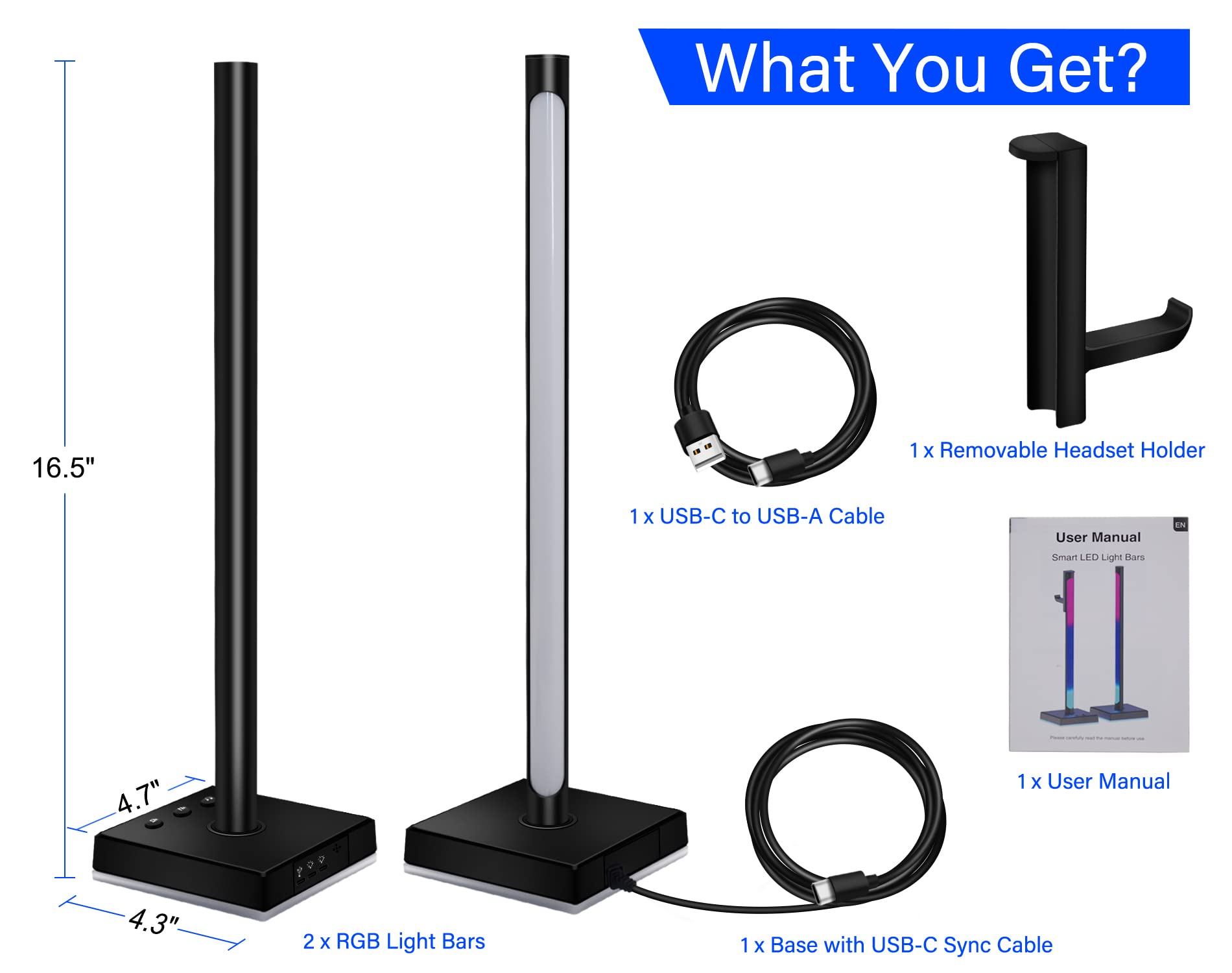 Premium RGB LED Gaming Headset Stand with Ambient Sound Sync - Dual Pack Headphone Holder with Dynamic Lighting for PC, PS5, Xbox Setup - Perfect for Streamers & Esports Enthusiasts Gaming Desk Accessories