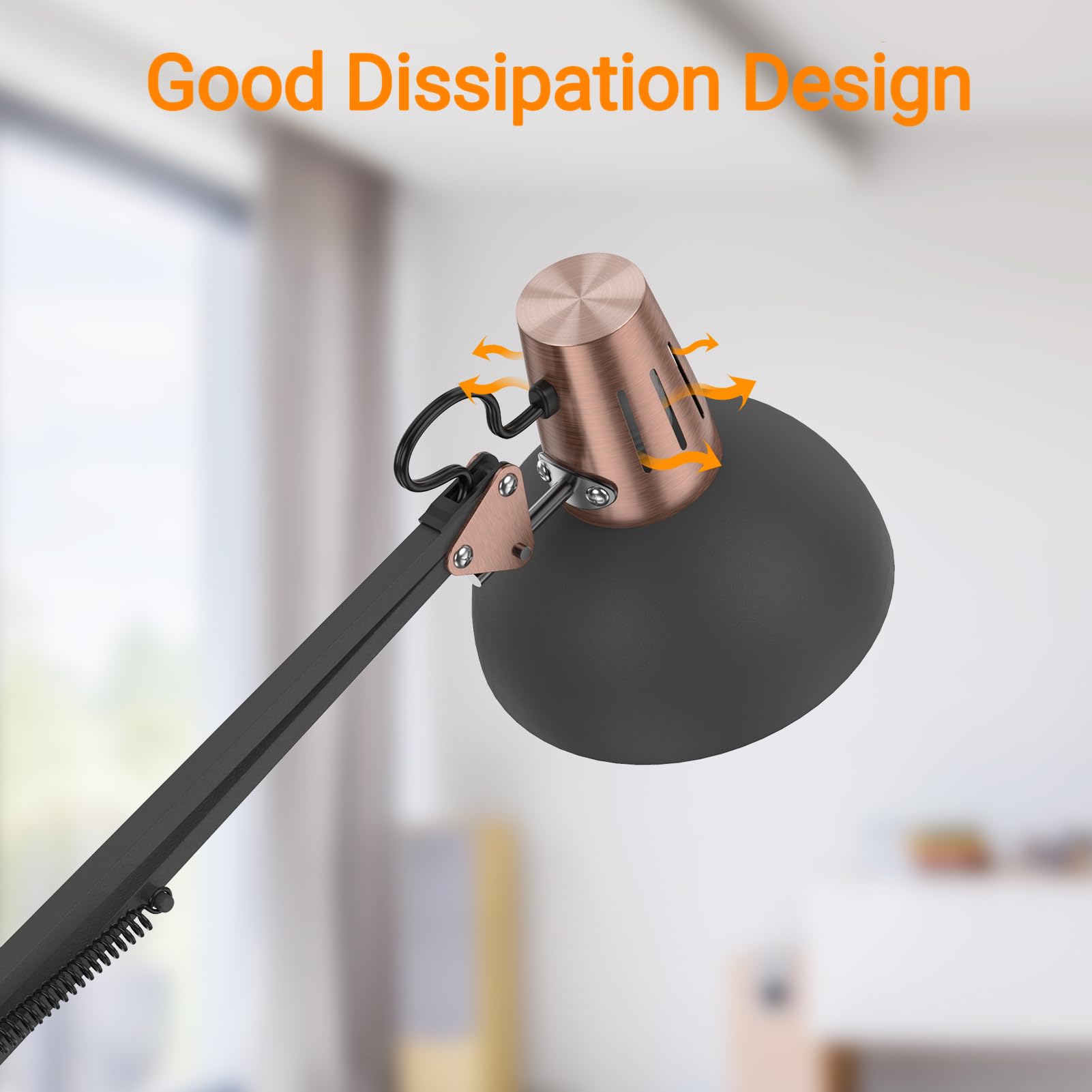 LEPOWER Adjustable Floor Lamp with Heavy Metal Base - Swing Arm Reading Light for Living Room, Bedroom & Office - Eye-Caring LED Pole Lamp with On/Off Switch - Sand Black Finish | Perfect for Night Reading, Study & Relaxation