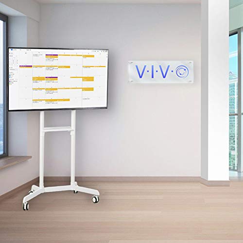 Premium TV Cart Stand for 32-88 Inch Screens up to 154 lbs - Universal Mobile TV Mount for Samsung Digital Flipchart, Microsoft Surface Hub 2S - Adjustable Portrait/Landscape with Shelf & Wheels - Max VESA 600x400 - White (STAND-TV02PW) - Perfect for Conference Rooms, Classrooms & Home Theaters