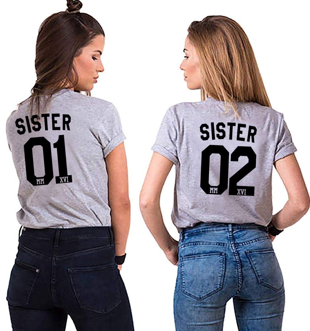 Best Friends Matching T-Shirts for Women - Soul Couple BFF Shirts for Sisters, Teen Girls & Besties | Cute Sister 01 Sister 02 Design | Perfect BFF Gifts for Birthdays, Girls Trips & Friendship Celebrations