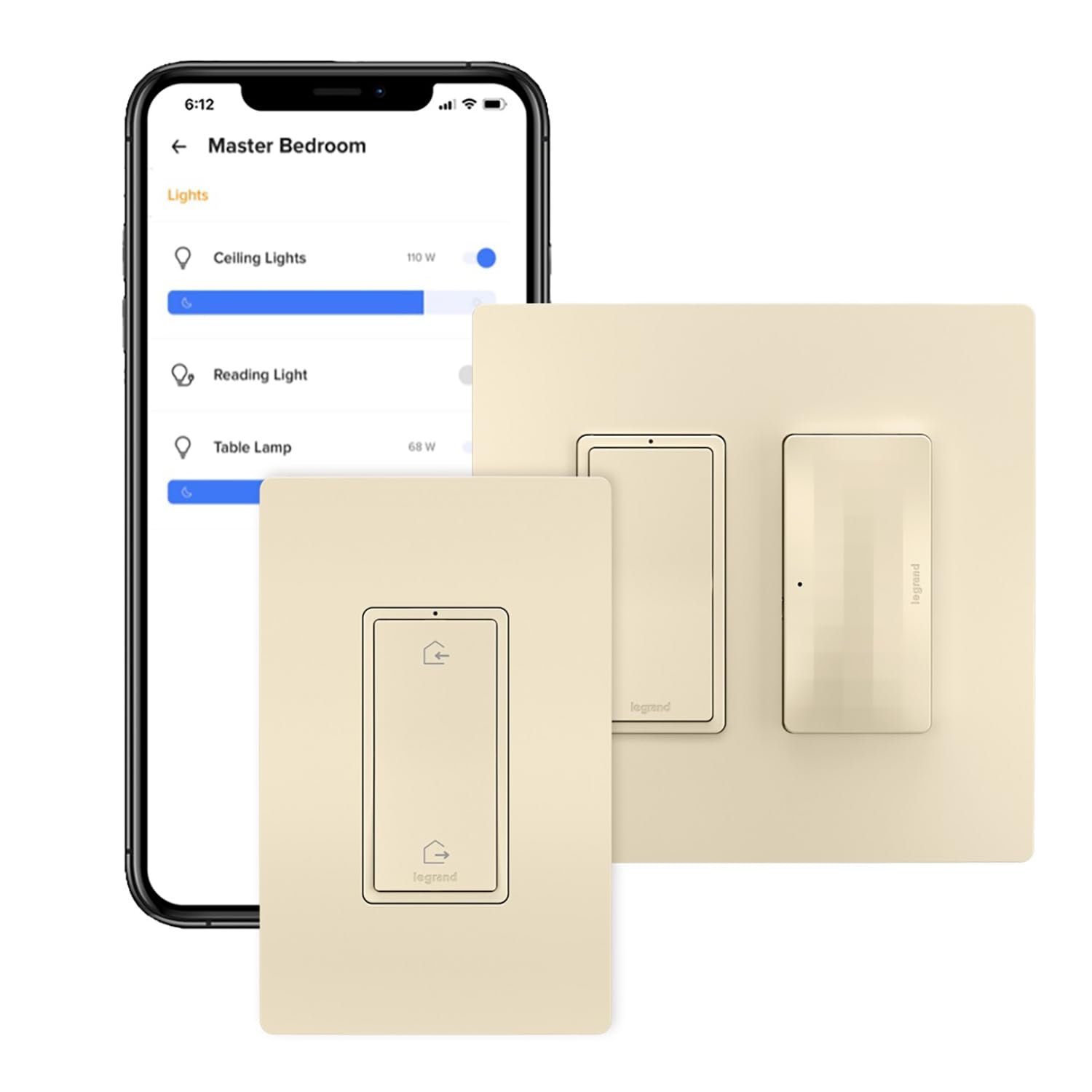 Legrand Radiant WNRH10KITLA Smart Light Switch with Netatmo Starter Kit - Tamper Resistant, Works with Alexa, Google Assistant & Apple HomeKit - Light Almond (1-Pack) - Perfect for Smart Home Automation & Voice Control