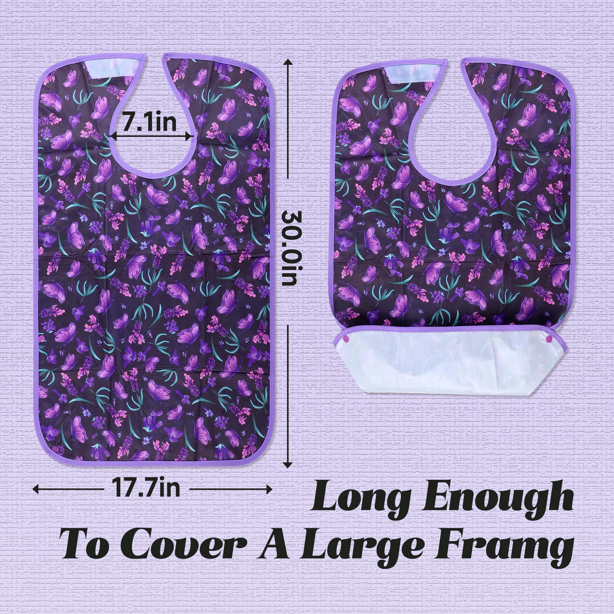 **3 Pack Reusable Waterproof Adult Bibs with Crumb Catcher - Washable Clothing Protector for Mealtime, Elderly Care & Dining Independence**