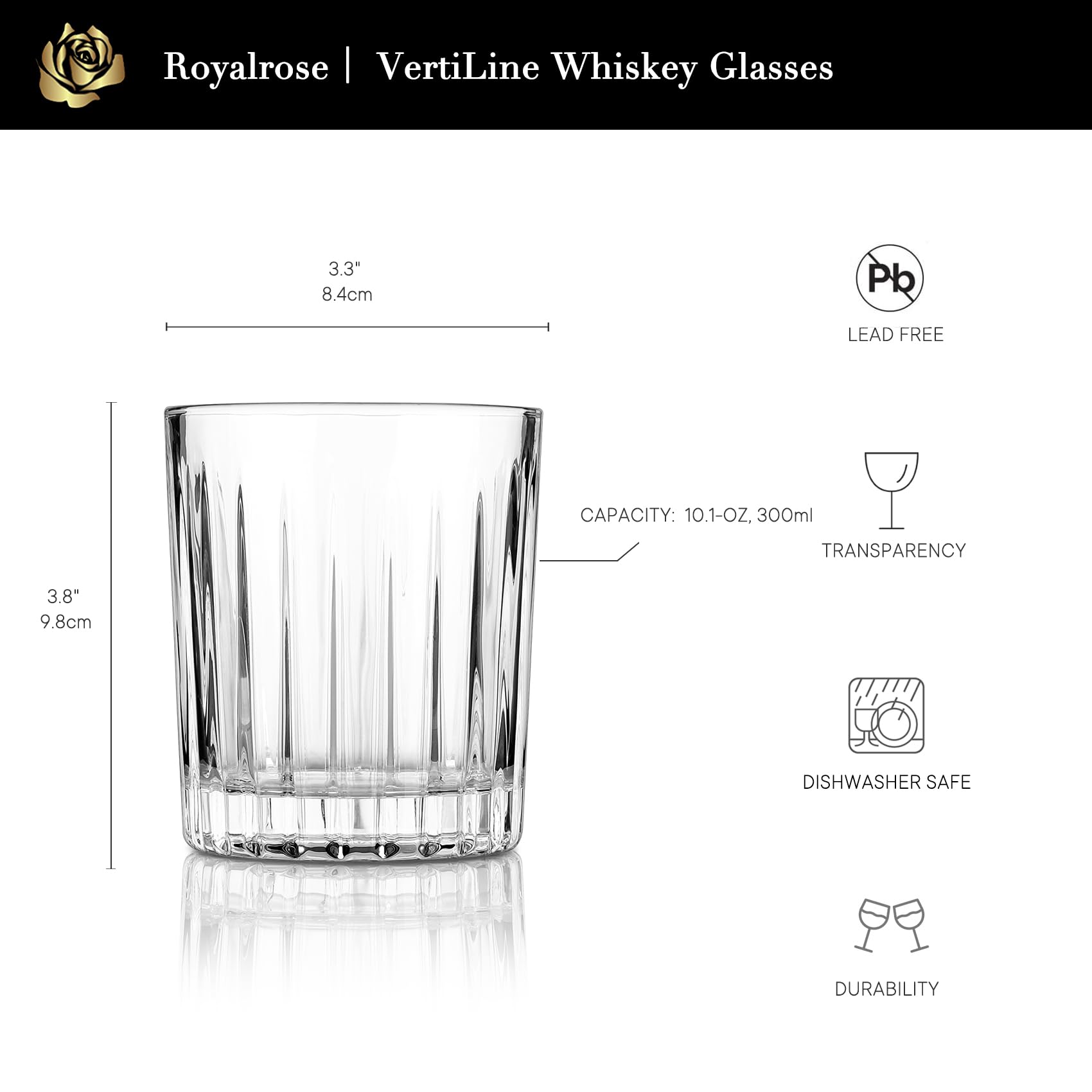 Premium VertiLine 13.5oz Highball Glasses - Set of 6 Lead-Free Crystal Drinking Glasses for Water, Mojitos & Cocktails | Tall Bar Glasses for Home, Restaurants & Parties