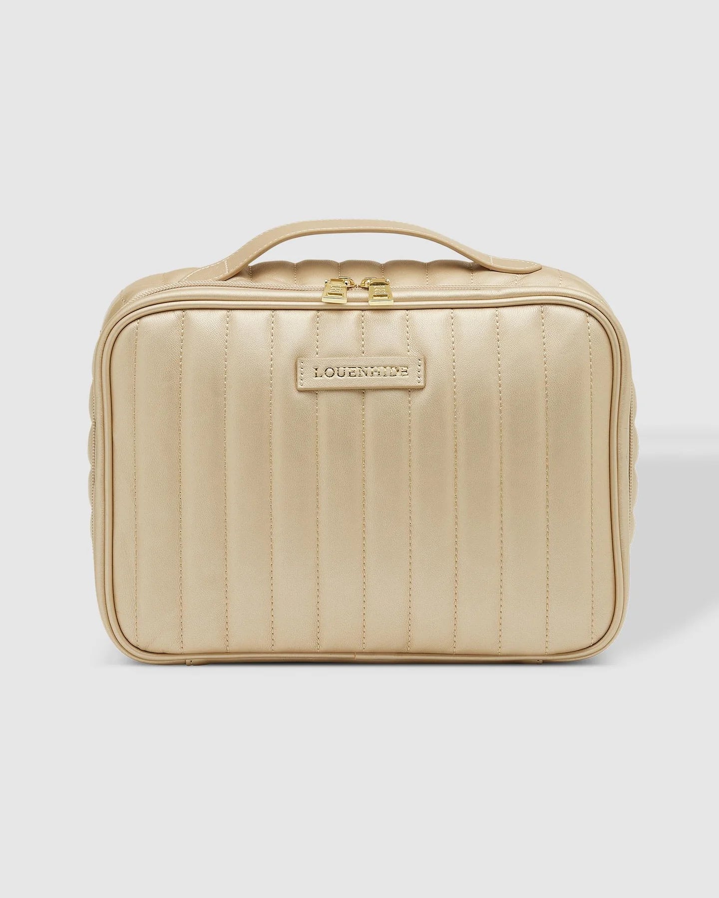 Louenhide Maggie Cosmetic Case in Champagne - Travel Makeup Organizer for Women, Perfect for Home & On-the-Go Beauty Essentials