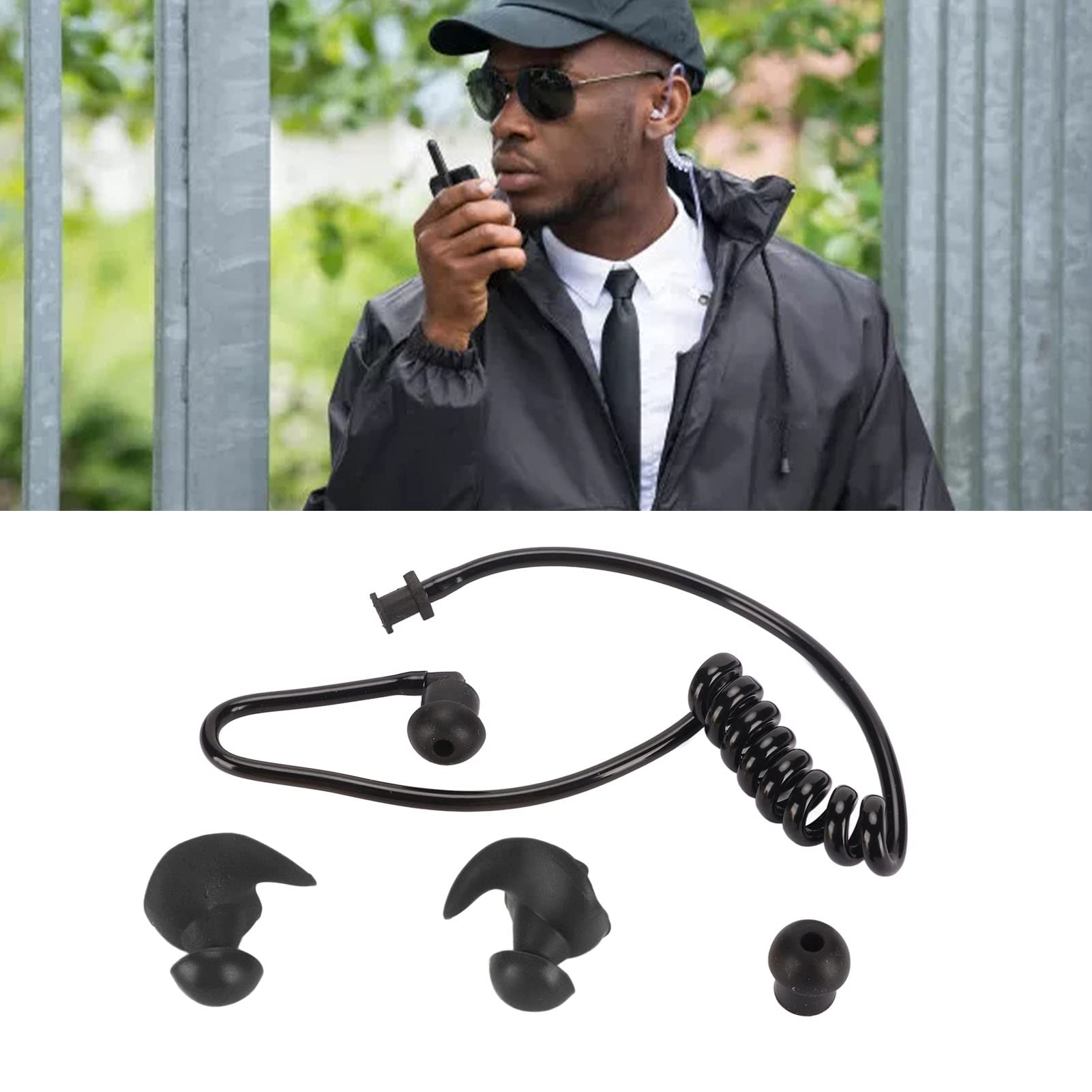 Two Way Radio Headset Replacement Earpiece Coil Tubes - Black Acoustic Tube Coiled Headset Accessory for Motorola, Kenwood Radios | Perfect for Security, Construction & Outdoor Communication