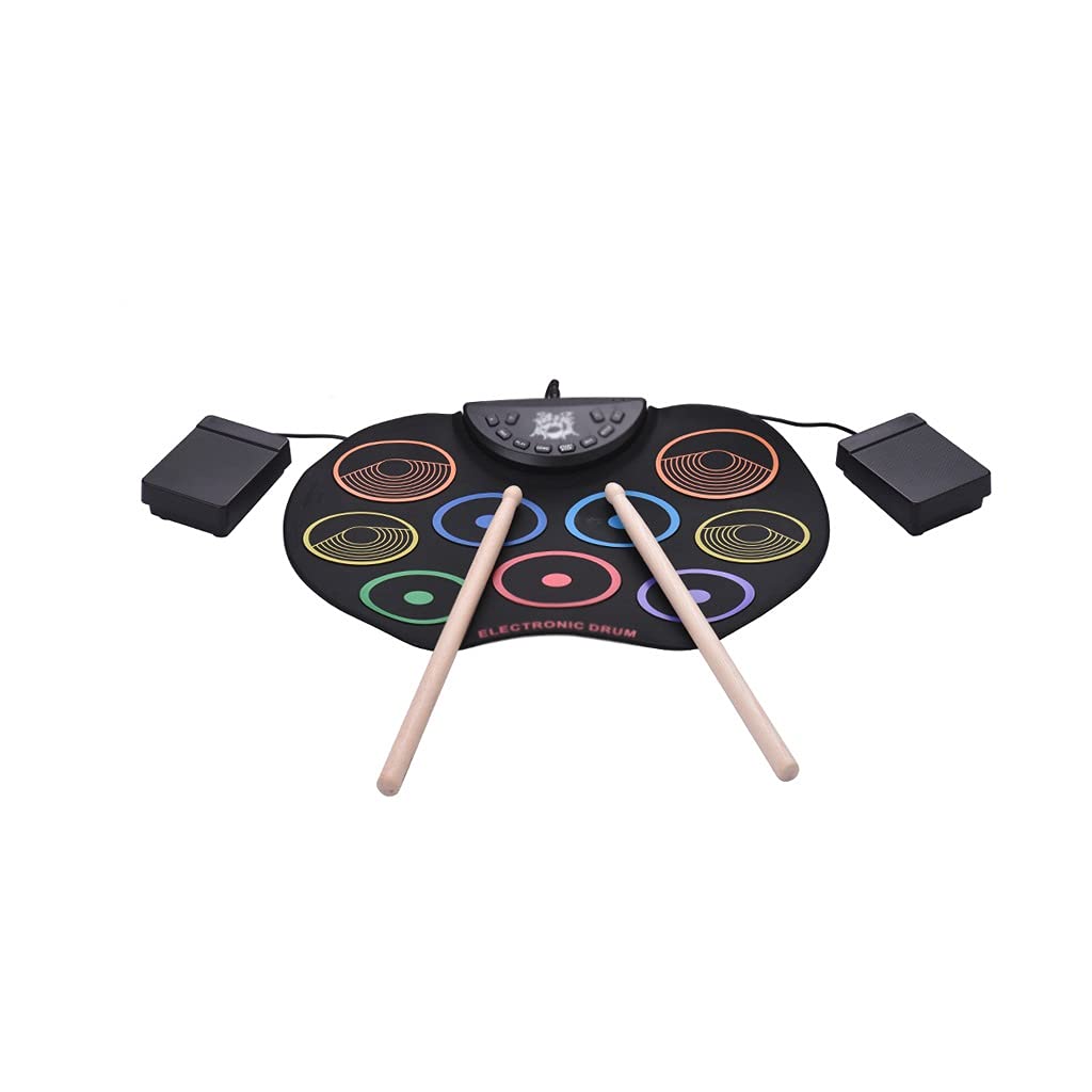 TWDYC Compact Roll-Up Electronic Drum Set - 9 Silicone Pads, USB/Battery Powered with Drumsticks & Foot Pedal - Portable Drum Kit for Kids, Beginners & Travel - Perfect for Home Practice, Gifts & Music Learning