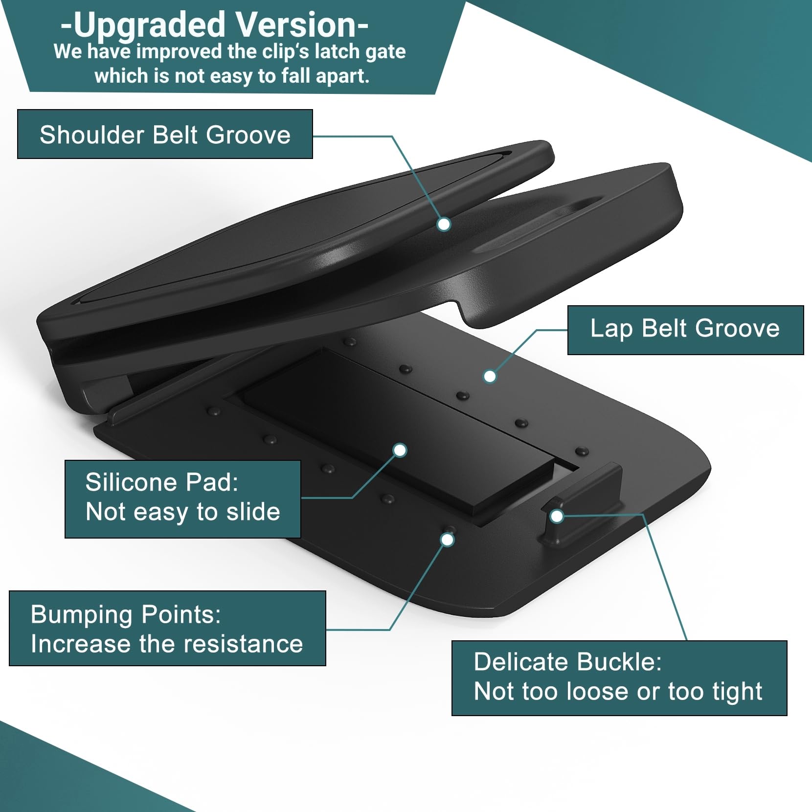 Universal Seat Belt Adjuster Clip for Car - 2 Pack Upgraded Comfortable Shoulder & Neck Belt Locking Protector - Perfect for Long Drives & Road Trips - Automotive Safety Accessories