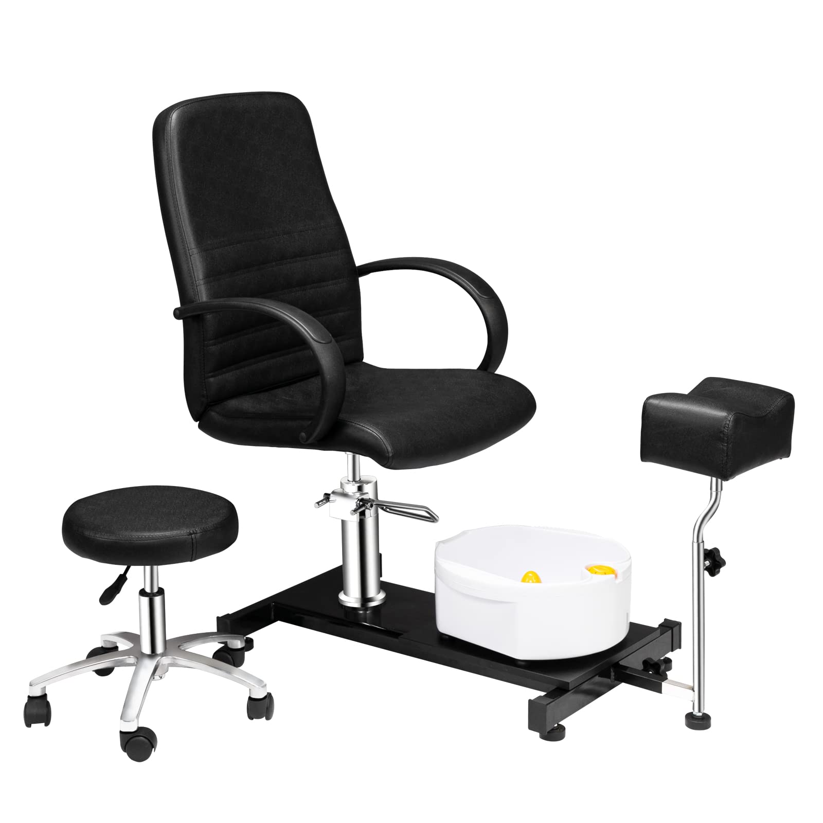 OmySalon Professional Hydraulic Pedicure Chair with Stool & Bubble Massage Foot Bath - Salon Spa Equipment for Nail Technicians & Beauty Professionals - Perfect for Manicure Pedicure Stations & Foot Care Treatments