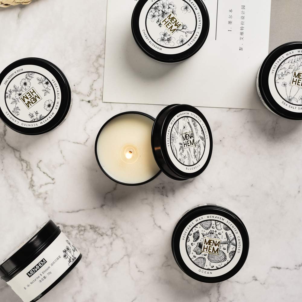 Natural Scented Soy Wax Candle - Rose & Green Perfume Aroma for Meditation, Stress Relief & Mood Boosting | Handmade Aromatherapy Gift in Portable Travel Tin Jar (15-Hour Burn Time, Black) | Perfect for Home Spa, Yoga, Relaxation & Romantic Ambiance