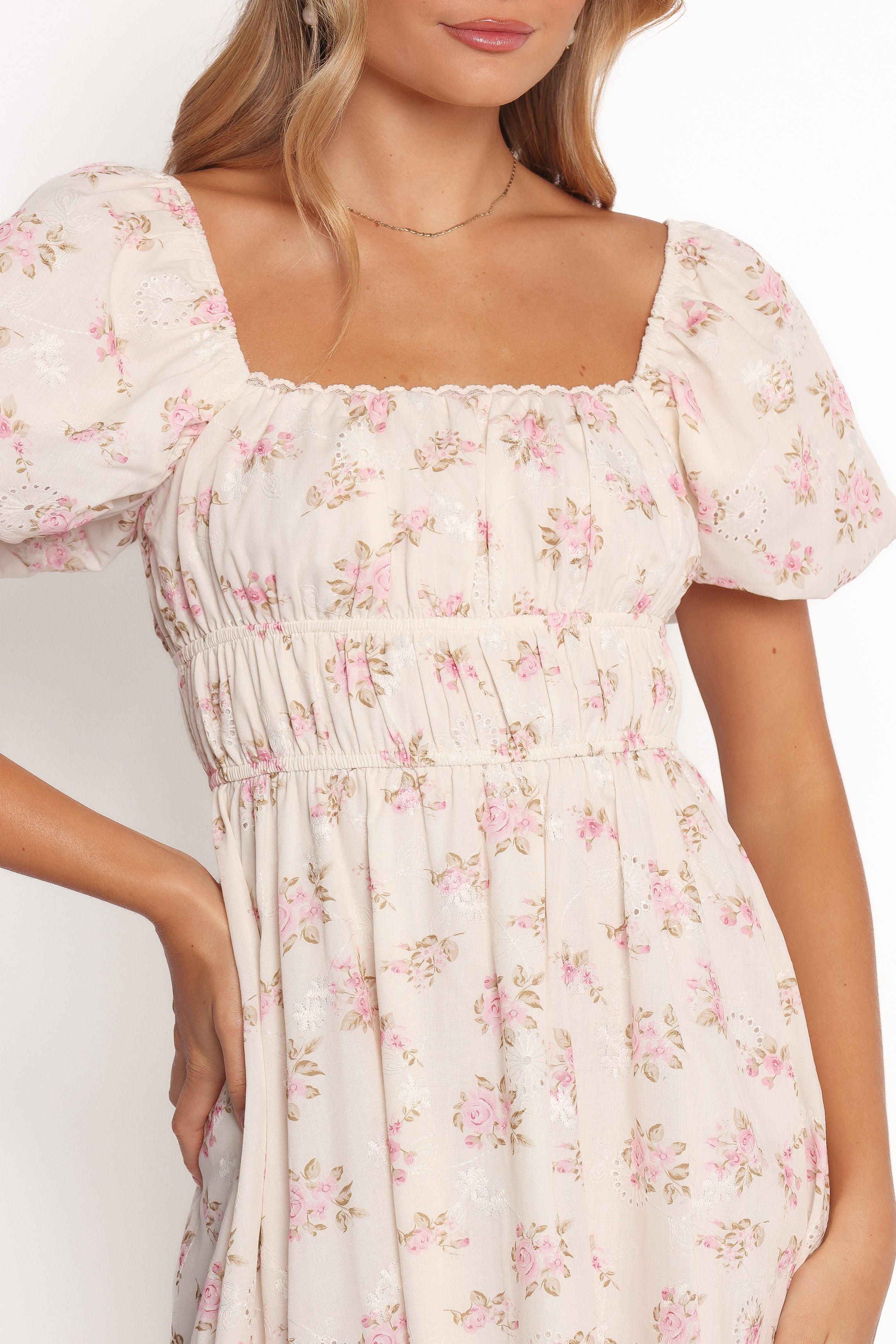 Eowyn Maxi Dress - Ivory Pink Flowy Long Dress for Women | Elegant Boho Summer Dress for Beach, Wedding & Vacation