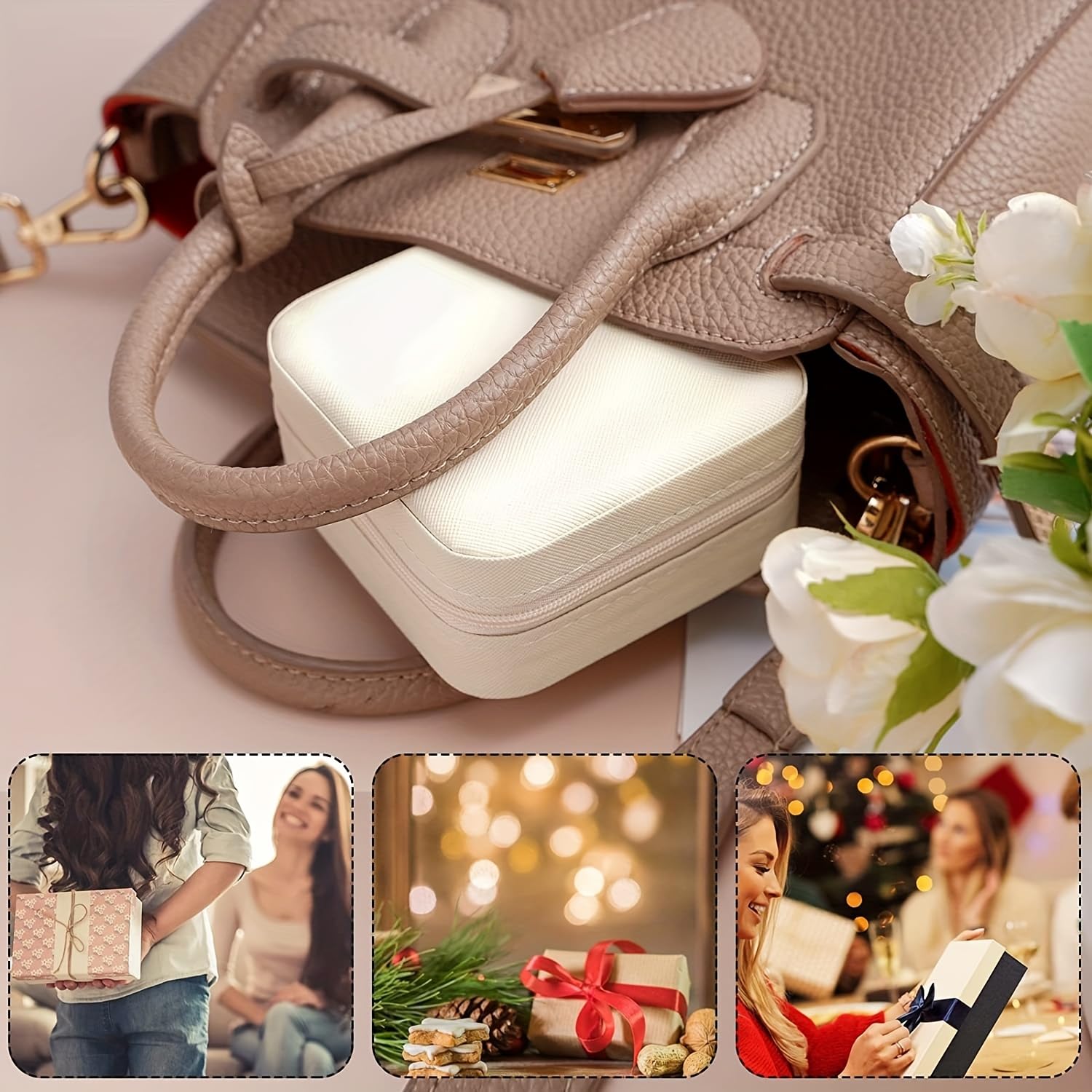 UV STYLISH Women's Small Iron Jewelry Box - PU Leather Compact Jewelry Organizer for Rings, Earrings & Necklaces (Black) | Perfect for Travel, Home & Gift Giving