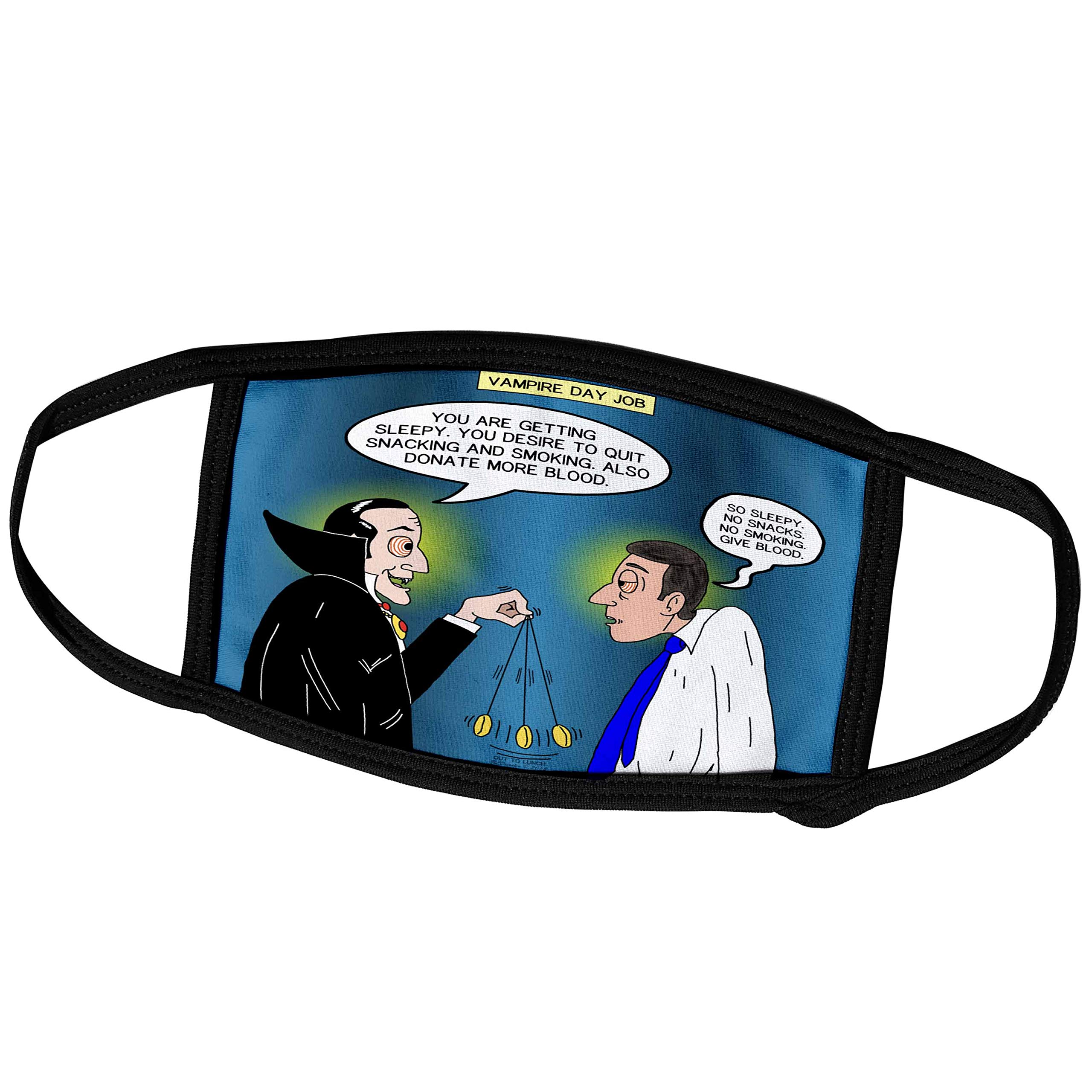 3dRose Vampire Hypnotherapist Face Mask for Dieting, Smoking & Blood - Funny Novelty Design - Perfect for Halloween, Cosplay & Themed Parties