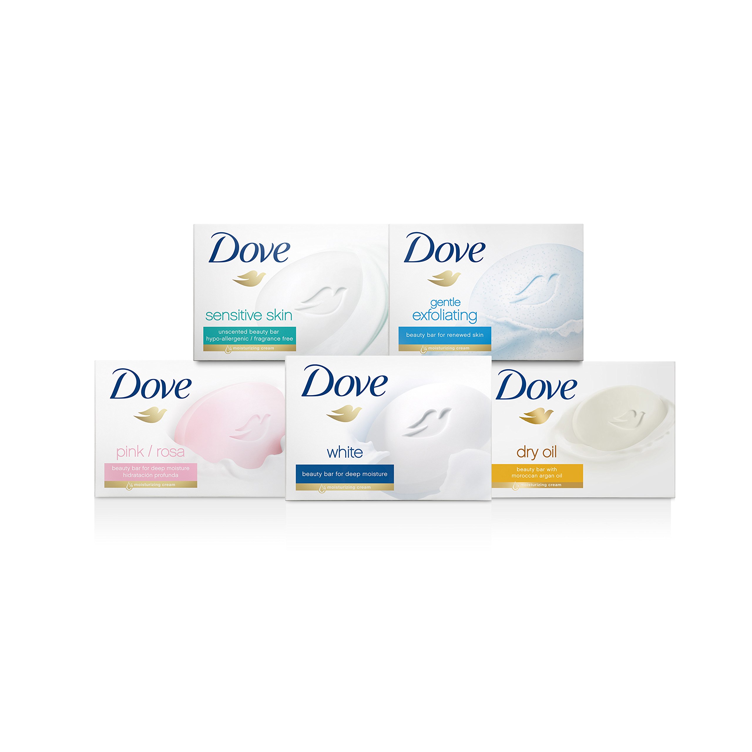 Dove Sensitive Skin Beauty Bar Soap - 4 oz (14 Bars) | Hypoallergenic, Fragrance-Free, Moisturizing for Dry & Sensitive Skin | Gentle Cleansing for Face & Body, Daily Skincare Routine