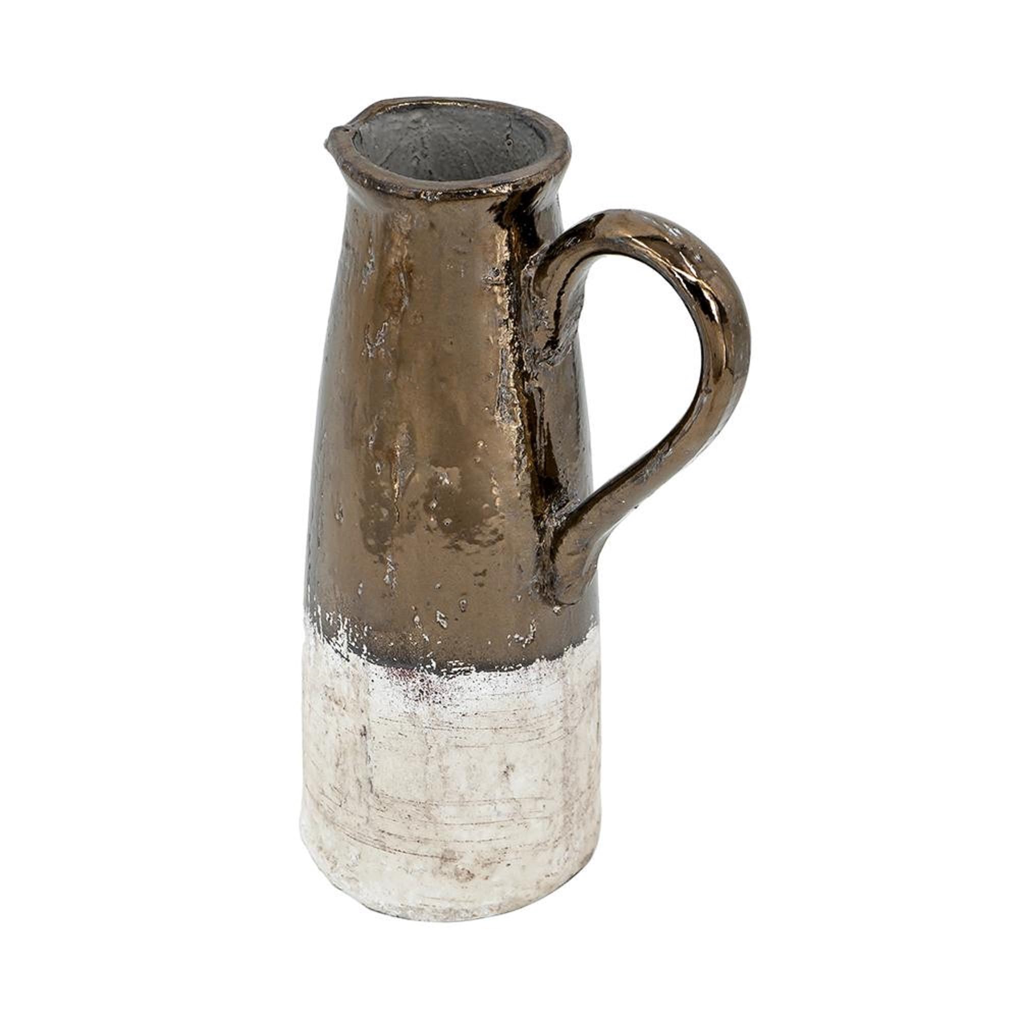 A & B Home 14.4 Inch Tall Sienna Brown Ceramic Pitcher for Indoor & Outdoor Use - Elegant Home Decor Accent for Dining Table, Patio, or Garden Party Serving