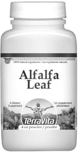 Terravita Alfalfa Leaf Powder 4 oz - Organic, Non-GMO, Gluten-Free - Supports Digestion & Detox - Perfect for Smoothies, Juices & Herbal Teas