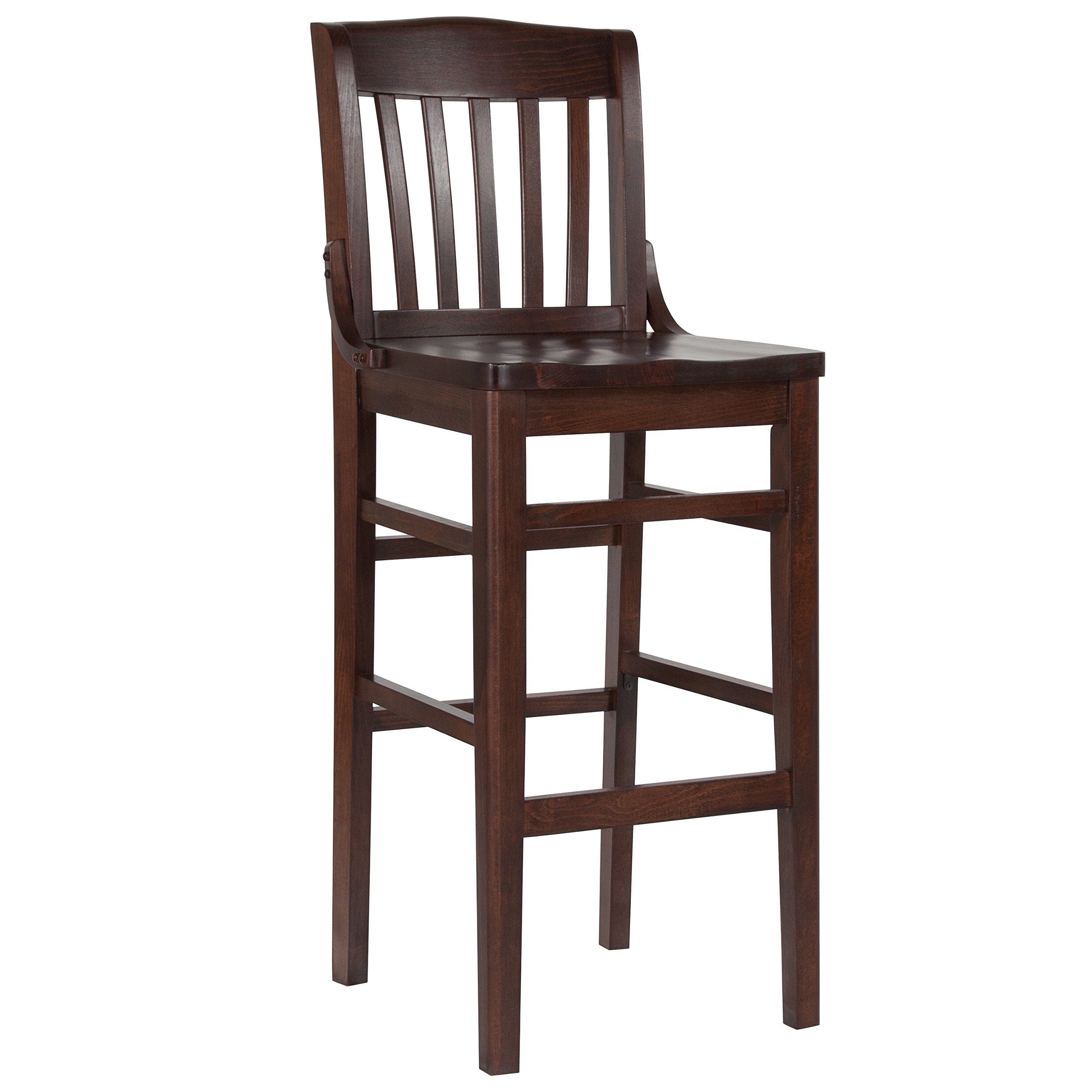 Emma & Oliver School House Back Walnut Wood Barstool - 24