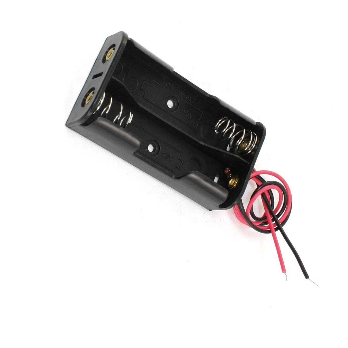 2-Wire Spring Battery Charger with 2 x 1.5V AA Batteries - Universal Battery Holder Case for Toys, Flashlights & Electronics - Rechargeable Power Solution for Home, Office & Emergency Use