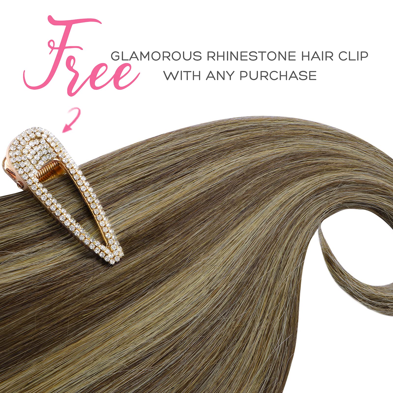 Marat Clip in Human Hair Extensions 14 Inch 120g - Balayage Chocolate Brown to Honey Blonde Straight Hair Weft - Perfect for Daily Styling, Parties & Special Occasions