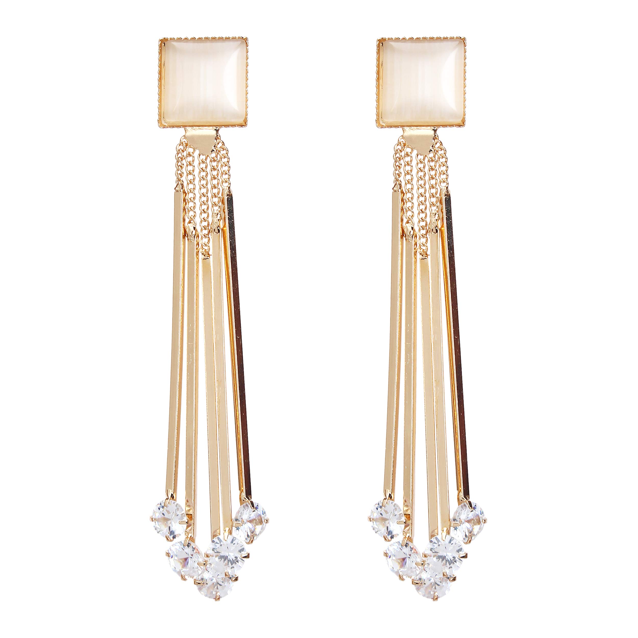 YouBella Women's Crystal Dangle Earrings - 14K Gold Plated Elegant Drop Earrings for Girls & Women | Perfect for Parties, Weddings & Special Occasions