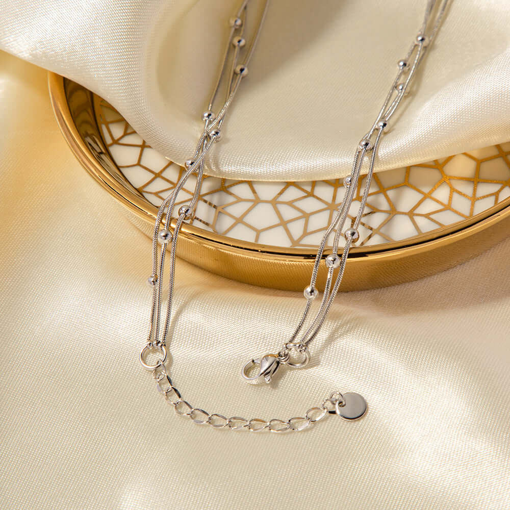14K Gold Herringbone Beads Chain Necklace for Women - Dainty Layering Jewelry Gift for Her - Perfect for Everyday Wear, Date Night & Special Occasions | JDN6014