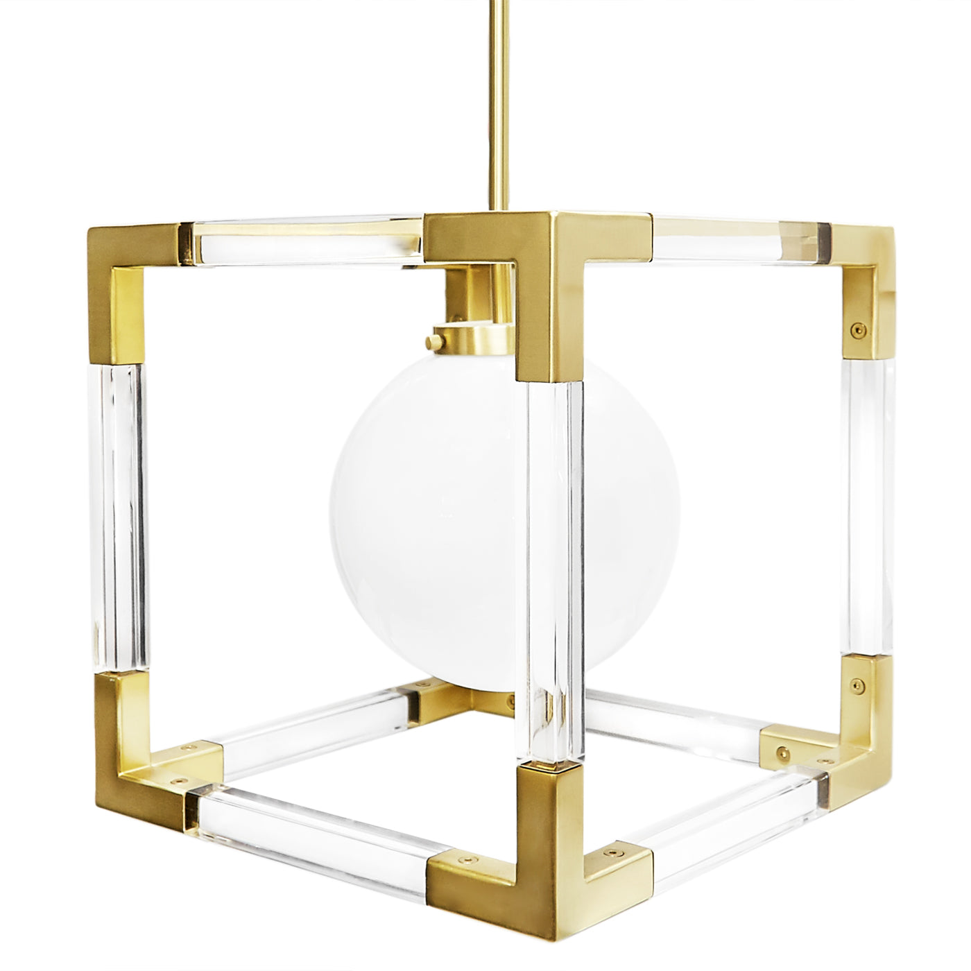 Jacques Pendant Light - Modern Hanging Chandelier for Kitchen Island, Dining Room & Bedroom Lighting - Elegant Glass Shade with Brass Finish