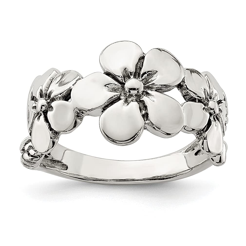 925 Sterling Silver Vintage Flower Leaf Ring for Women - Elegant Fine Jewelry Gift for Her - Perfect for Weddings, Anniversaries & Special Occasions