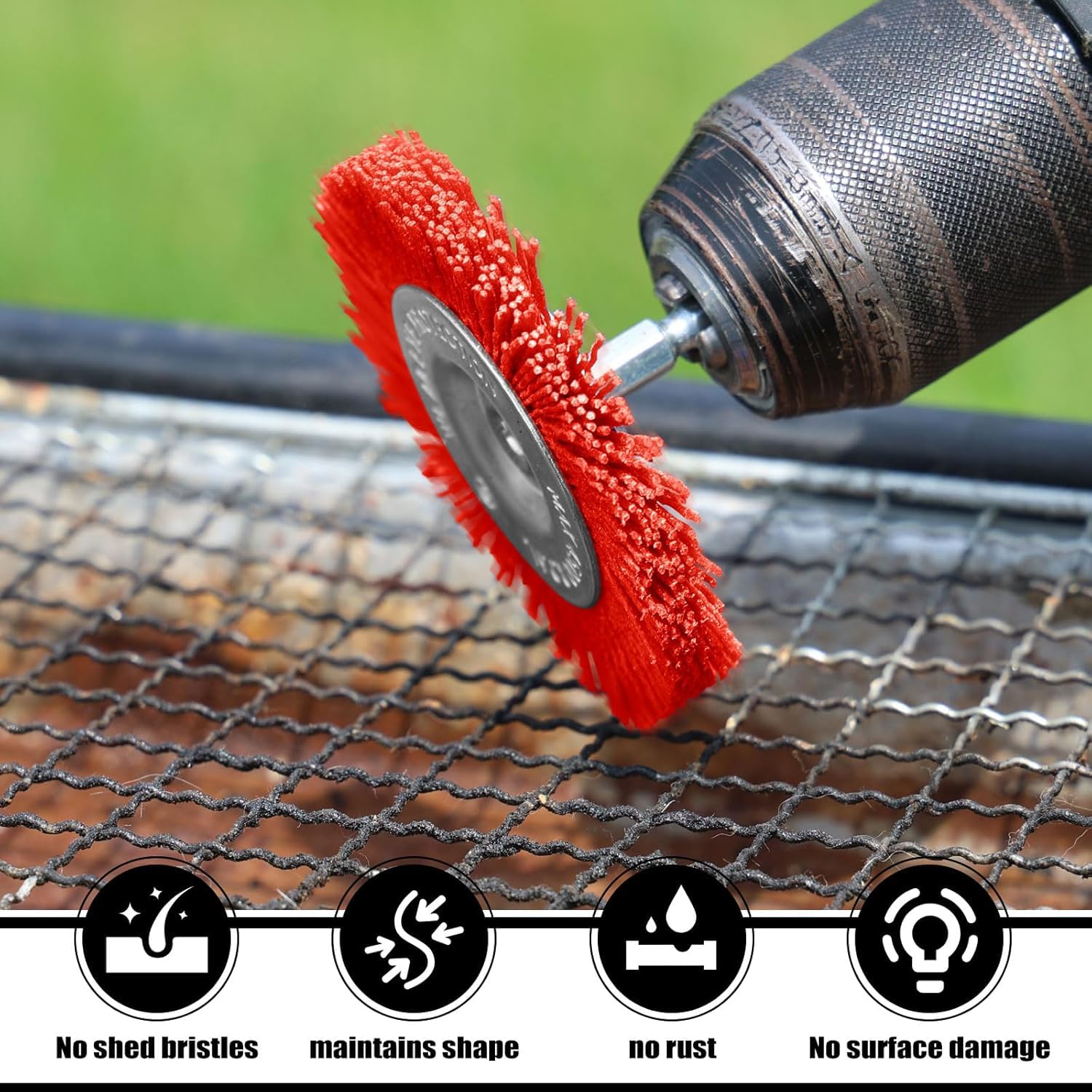 POLIWELL 9-Pack Nylon Filament Brush Set - Abrasive Wire Brush Wheel & Cup Brush with 1/4
