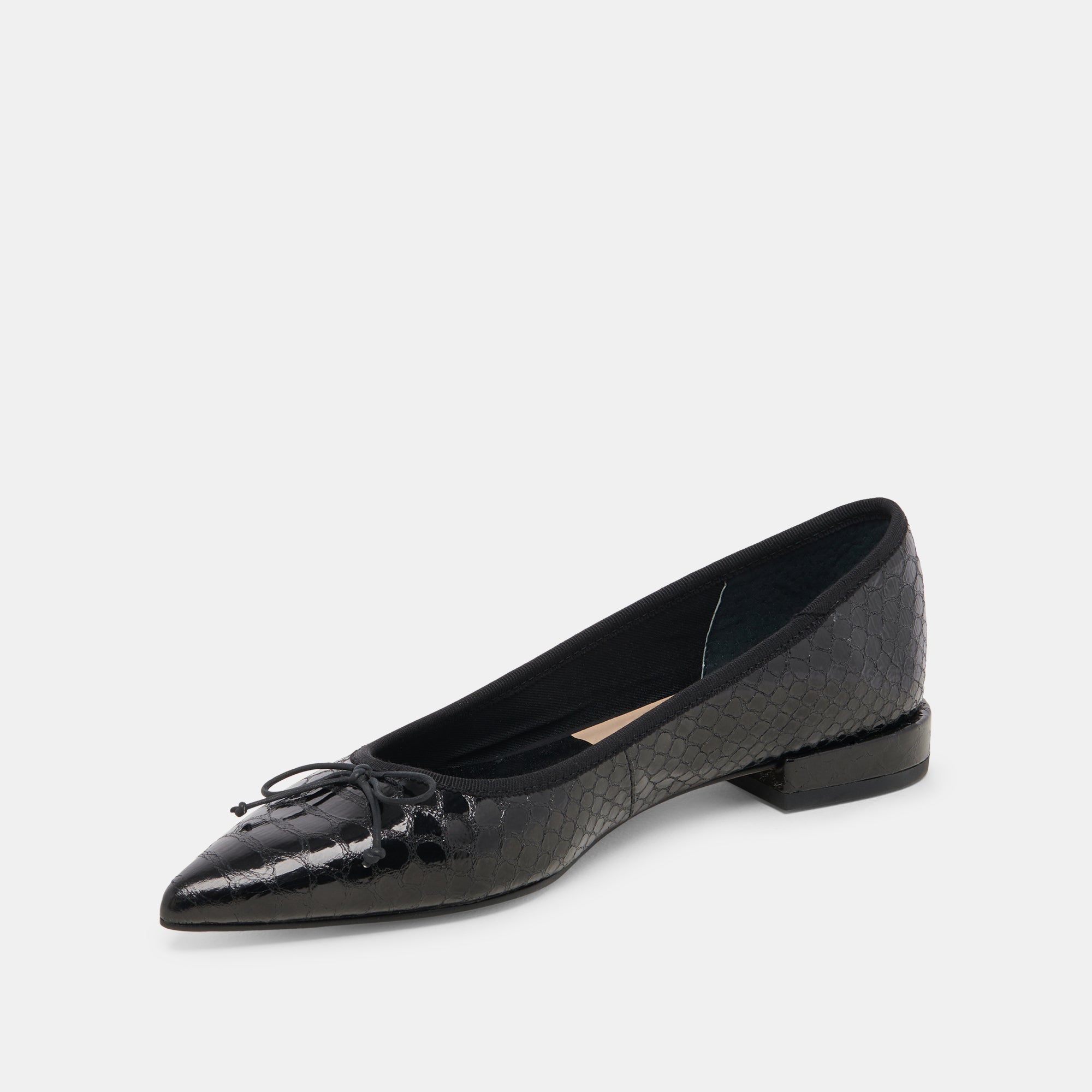 PALANI Women's Ballet Flats - Midnight Snake Embossed Leather Pointed Toe Slip-On Shoes for Work, Office & Casual Wear