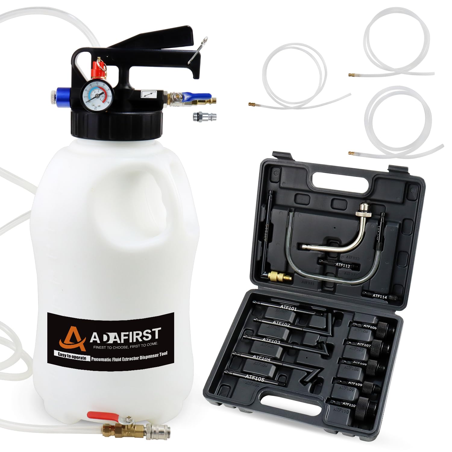 10L Pneumatic Transmission Fluid Transfer Pump Kit - ATF, Gear Oil & Differential Oil Extractor & Dispenser Tool with Adapters - Perfect for Garage, Auto Shop & DIY Car Maintenance