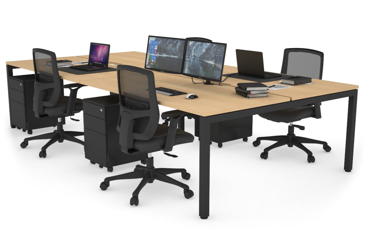4-Person Office Workstation with Quadro Square Legs - 1800L x 800W Desk with Cable Management Scallop | Perfect for Collaborative Workspaces & Open Office Environments