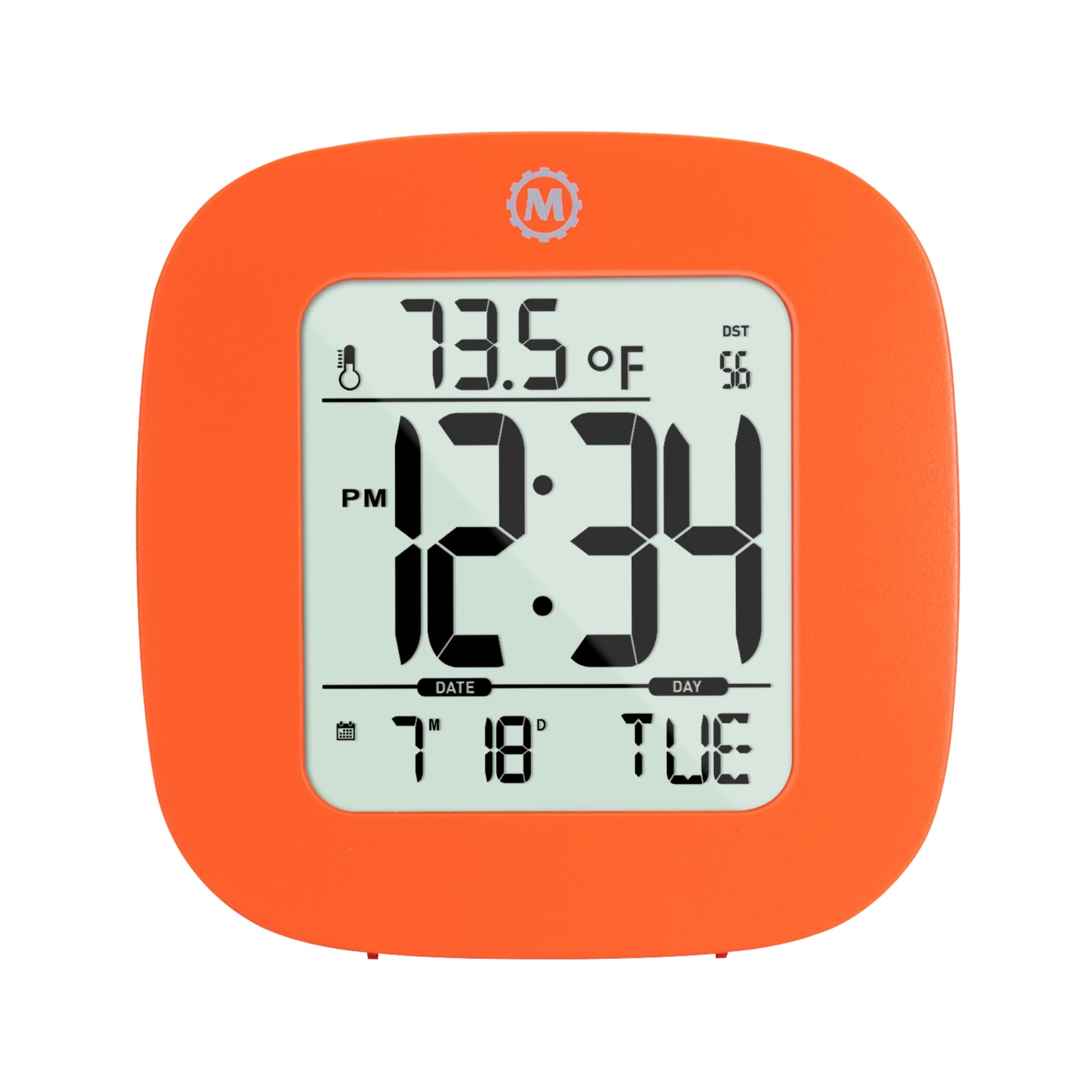 Marathon Compact Alarm Clock with Temperature & Date Display - Large Easy-to-Read Backlit Screen, Simple Setup (Includes 2 AAA Batteries) - Perfect for Bedroom, Office, Travel & Nightstand Use