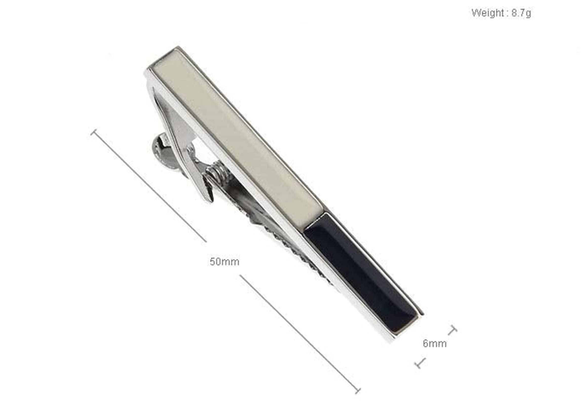 Elegant Silver & Black Tie Clip for Men | Premium Copper Tie Bar | Stylish Long Strip Tie Clips | Unique Jewelry Gift for Him | Perfect for Weddings, Business Meetings & Formal Events