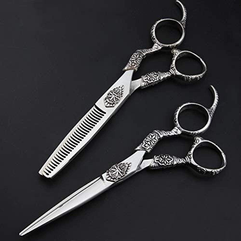 Professional 6 Inch Barber Scissors Set - Hairdressing & Styling Shears with Flat & Texturizing Blades for Precision Hair Cutting | Salon & Home Use