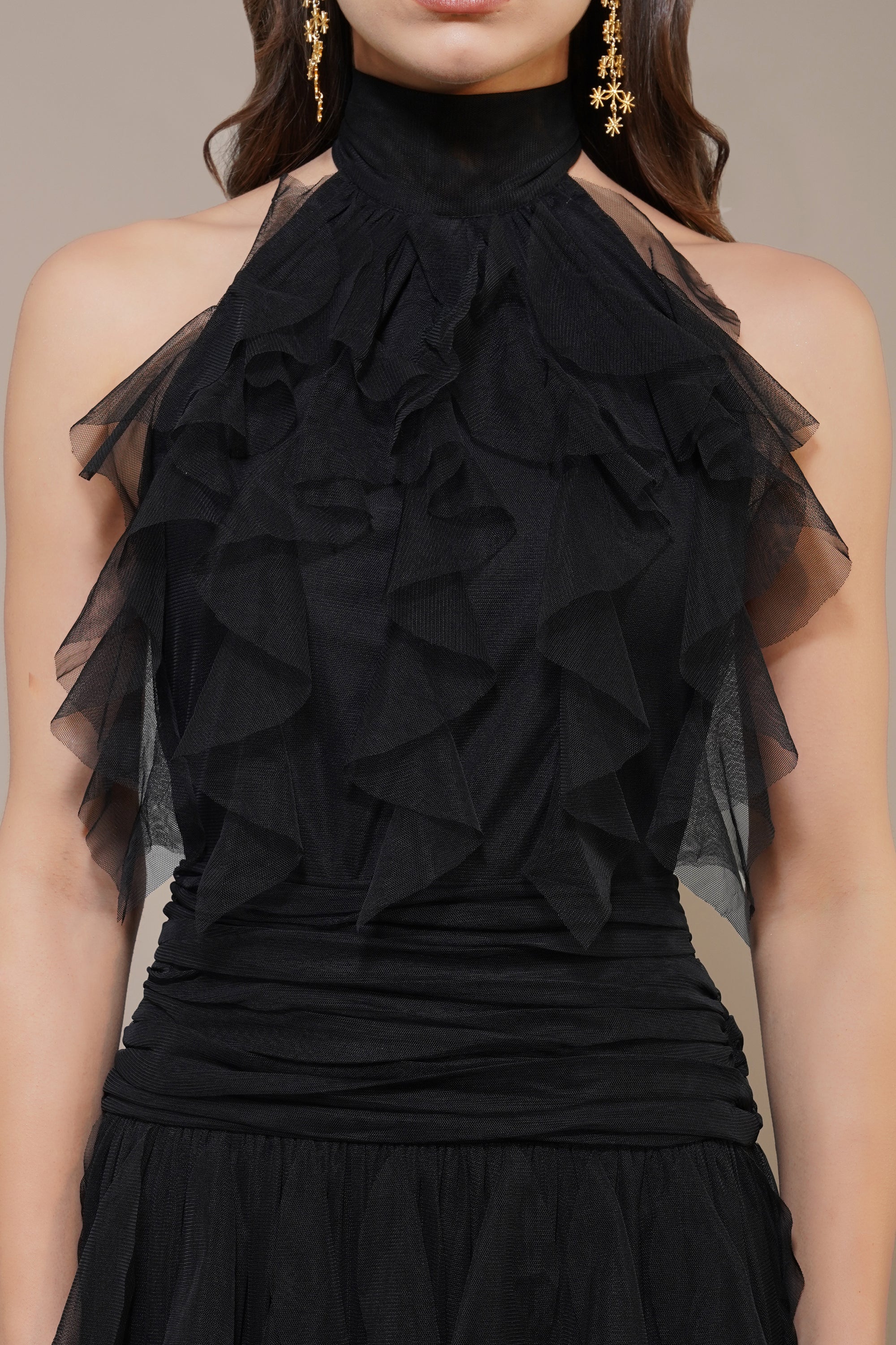 Tabitha Maxi Ruffle Dress in Black - Elegant Long Flowy Dress for Women | Perfect for Weddings, Parties & Special Occasions