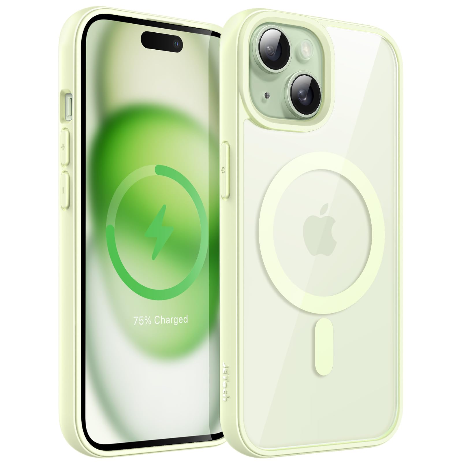 JETech Magnetic Case for iPhone 15 6.1-Inch - MagSafe Compatible Shockproof Bumper Cover with Anti-Scratch Clear Back & Matte TPU Frame (Green) | Perfect for Everyday Protection & Wireless Charging